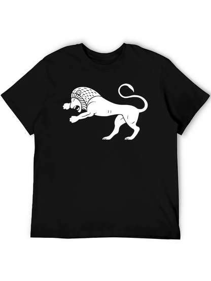 Black T-Shirt with White Armenian Lion Design