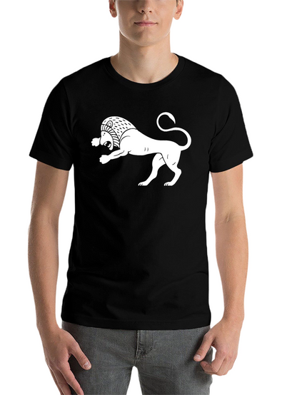 Black T-Shirt with White Armenian Lion Design