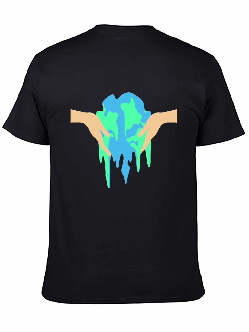 Melting Earth Graphic Tee - Black Cotton T-Shirt