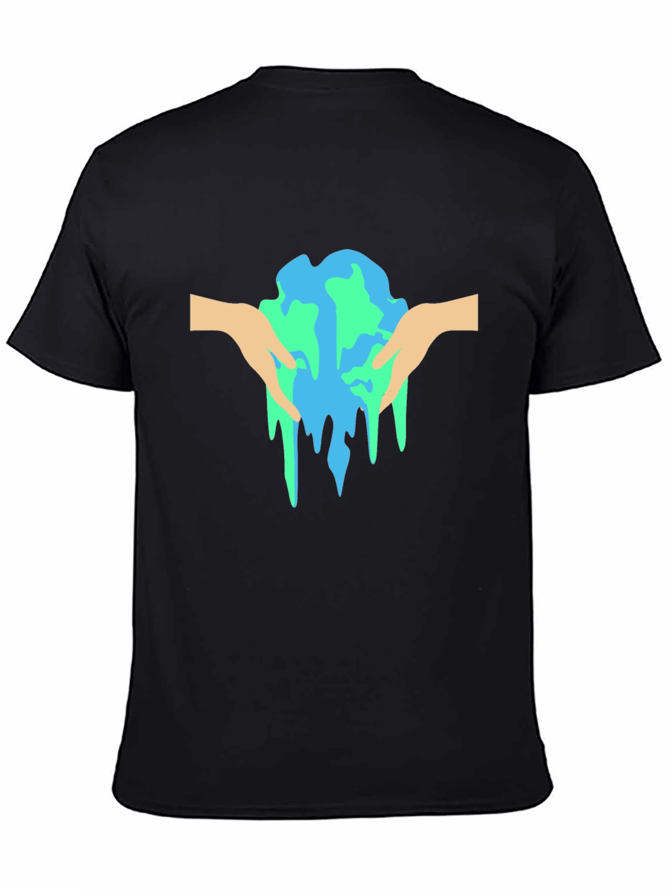 Melting Earth Graphic Tee - Black Cotton T-Shirt