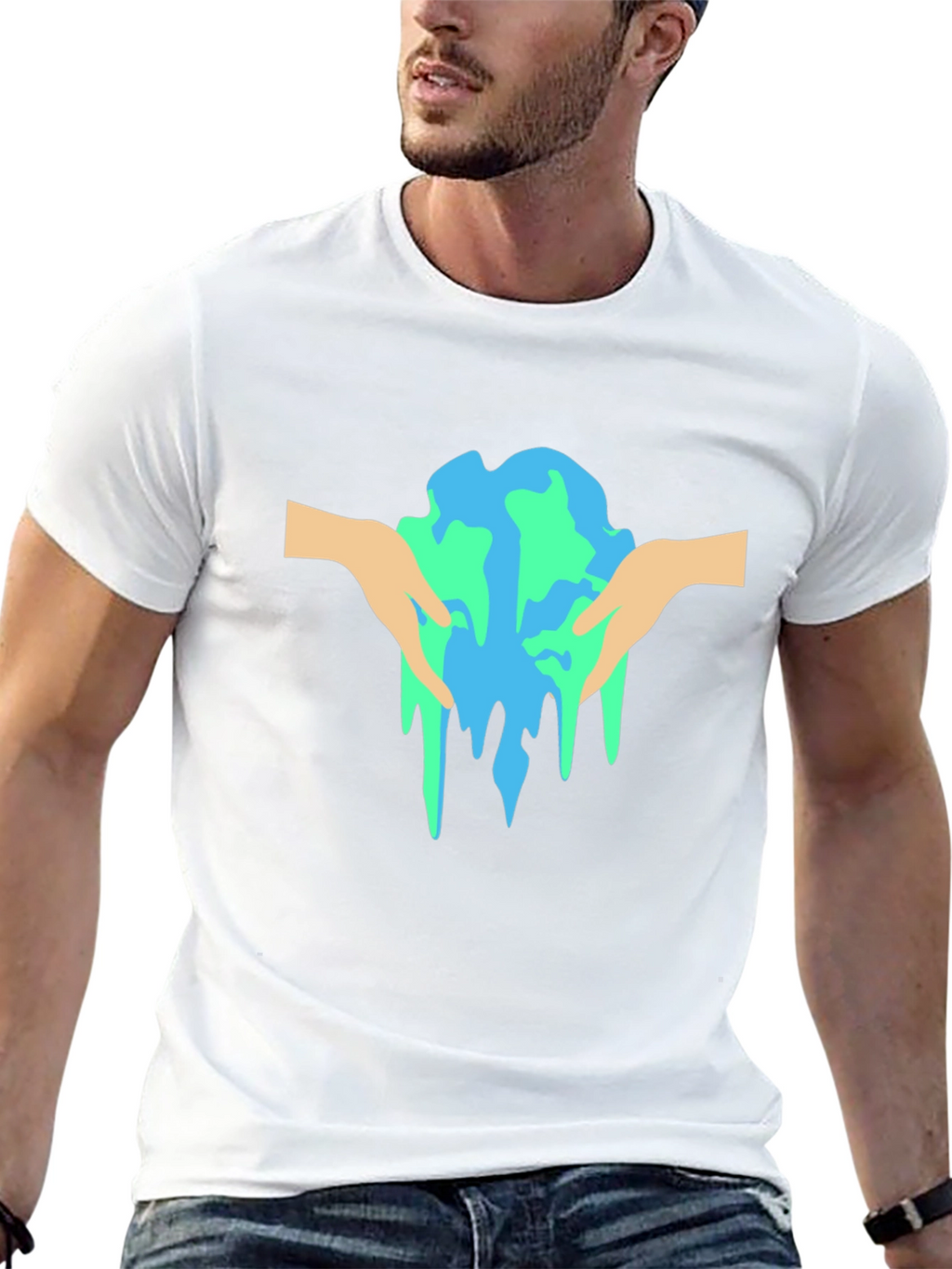 Melting Earth Graphic Tee - Black Cotton T-Shirt