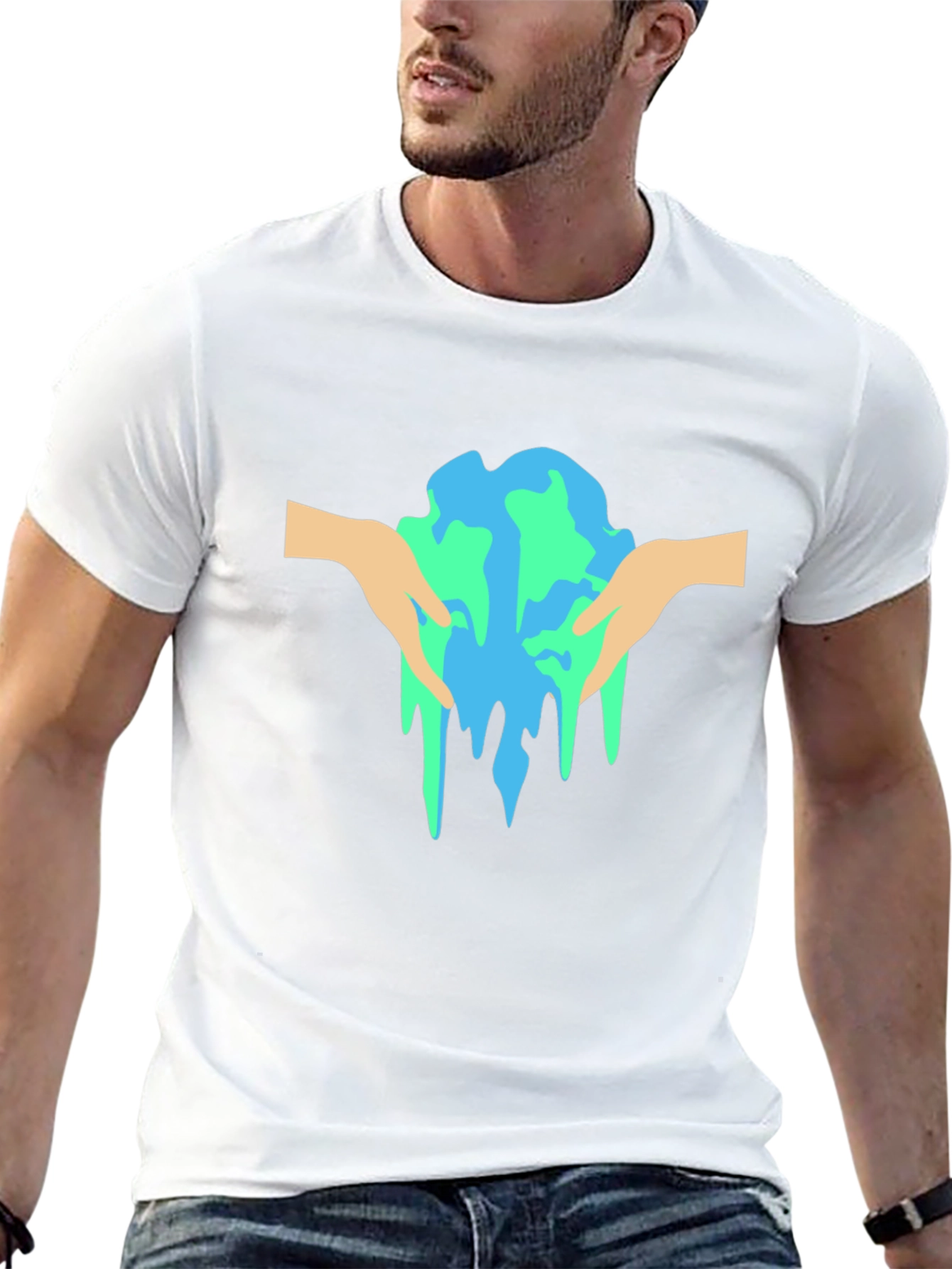 Melting Earth Graphic Tee - Black Cotton T-Shirt