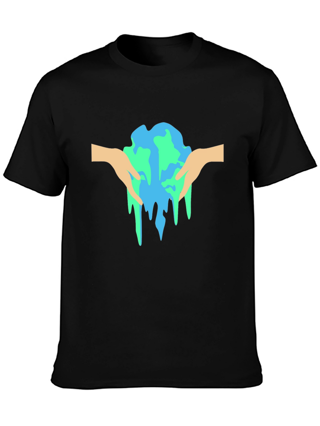 Melting Earth Graphic Tee - Black Cotton T-Shirt