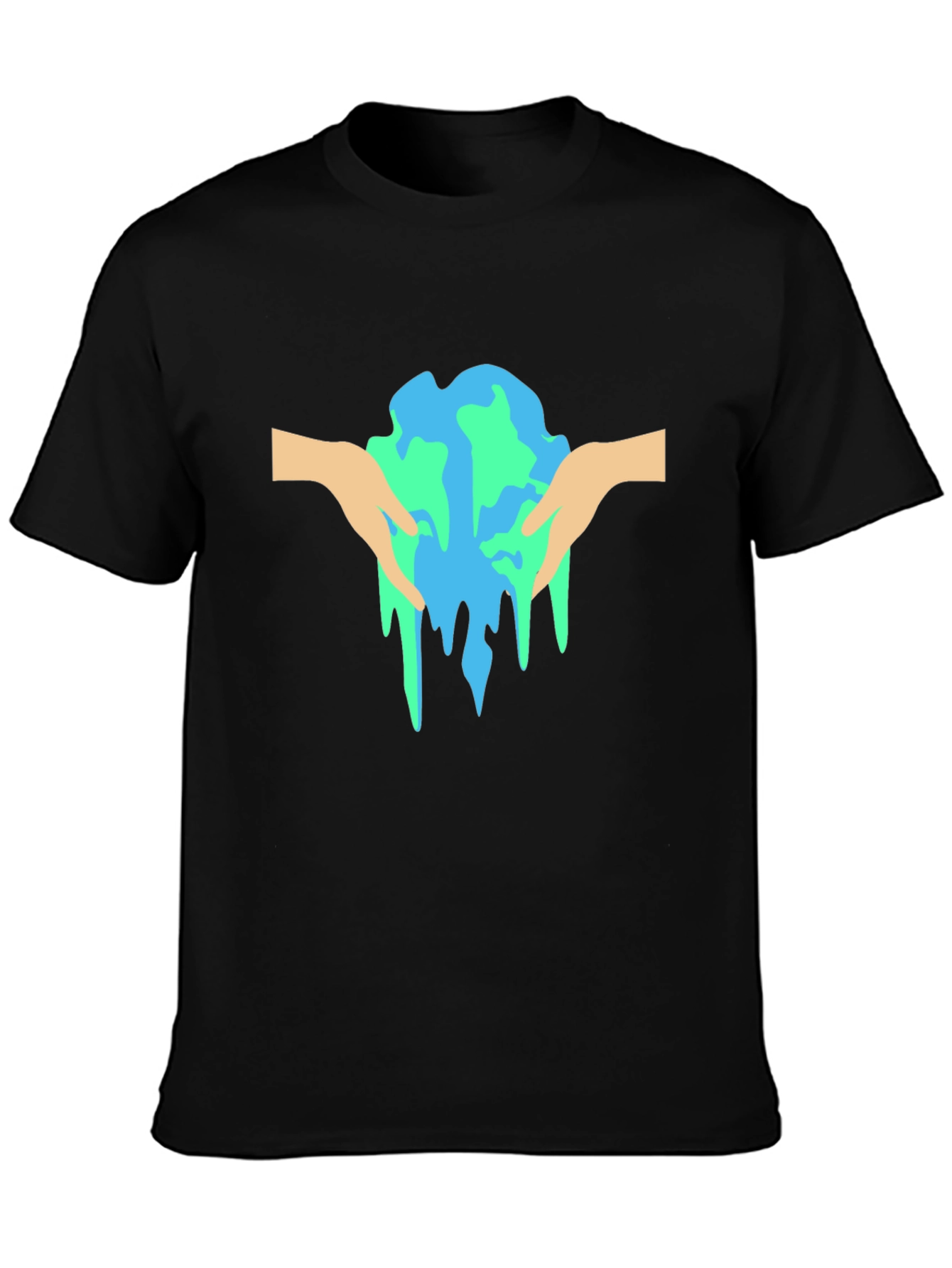Melting Earth Graphic Tee - Black Cotton T-Shirt