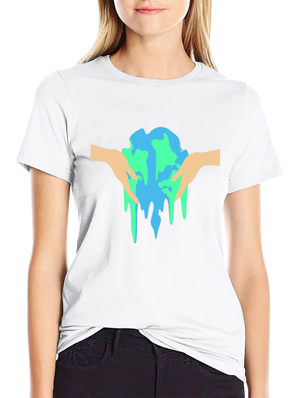 Melting Earth Graphic Tee - Black Cotton T-Shirt