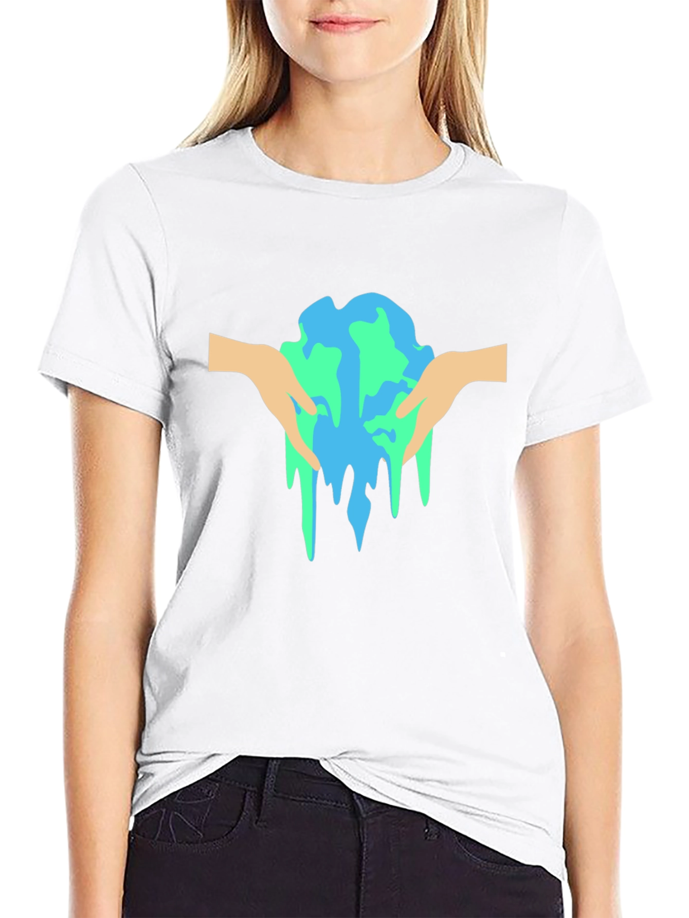 Melting Earth Graphic Tee - Black Cotton T-Shirt