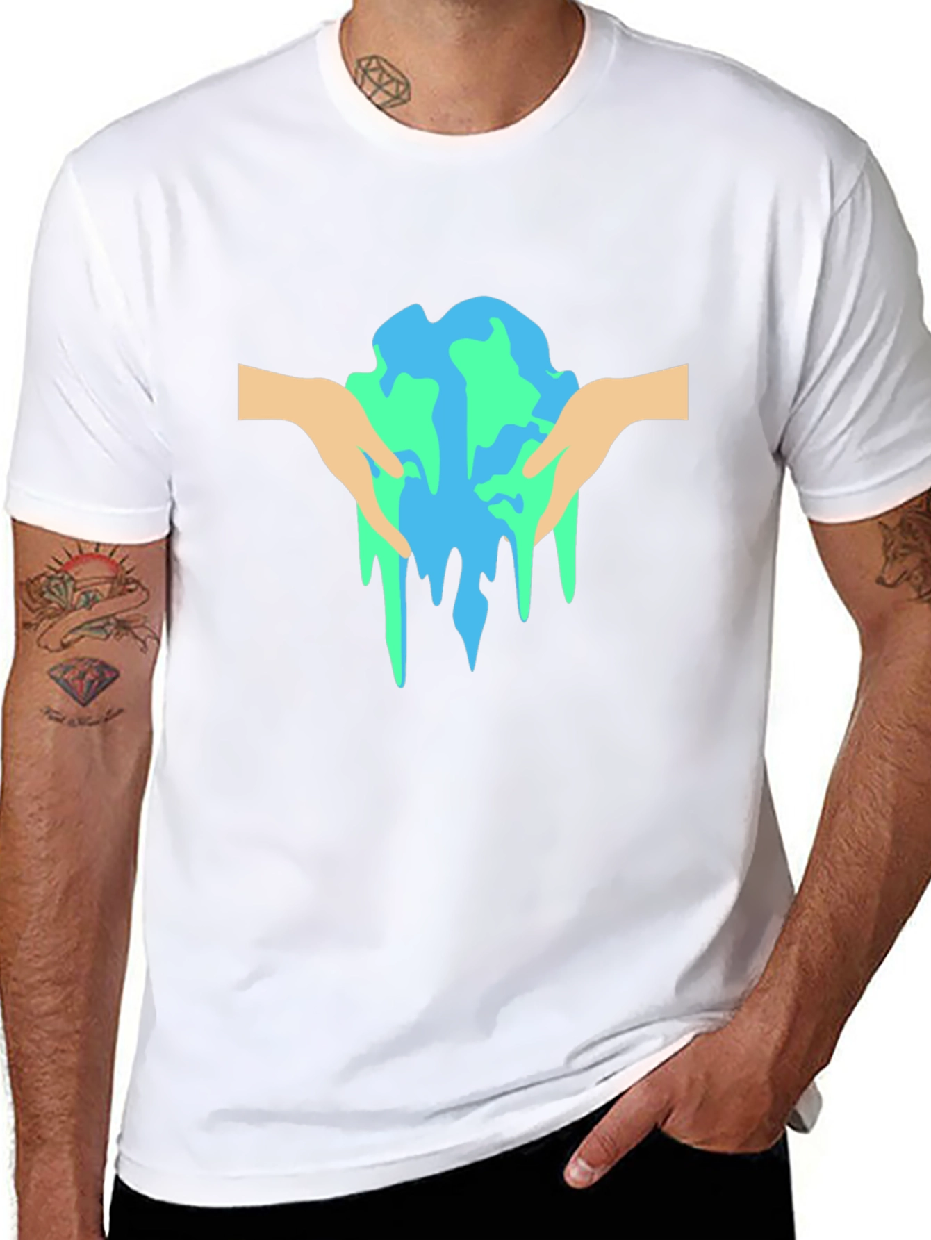 Melting Earth Graphic Tee - Black Cotton T-Shirt