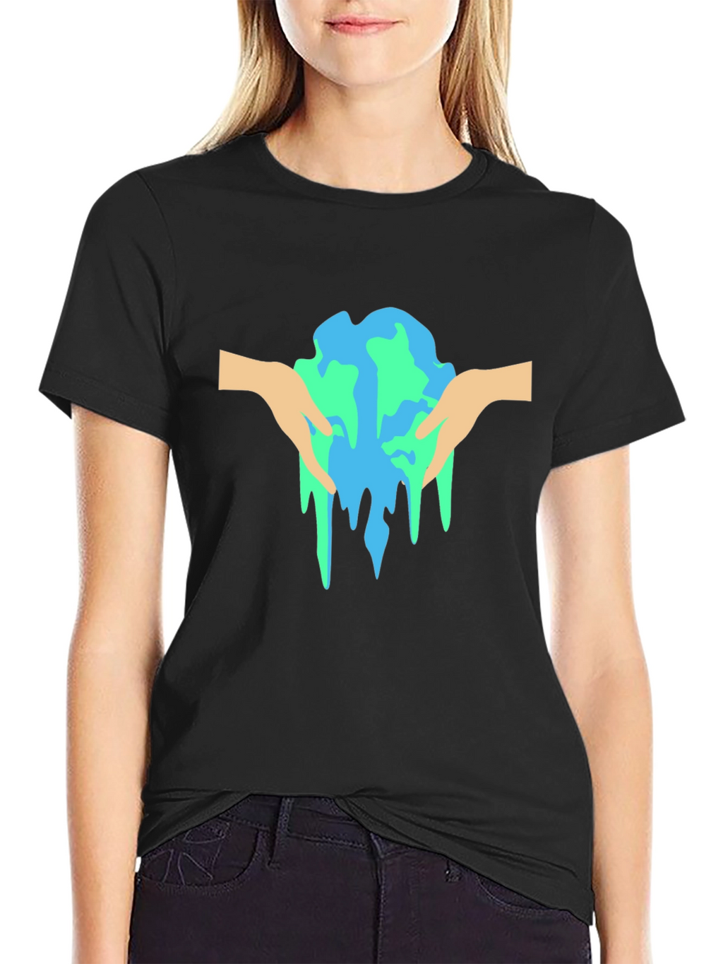 Melting Earth Graphic Tee - Black Cotton T-Shirt
