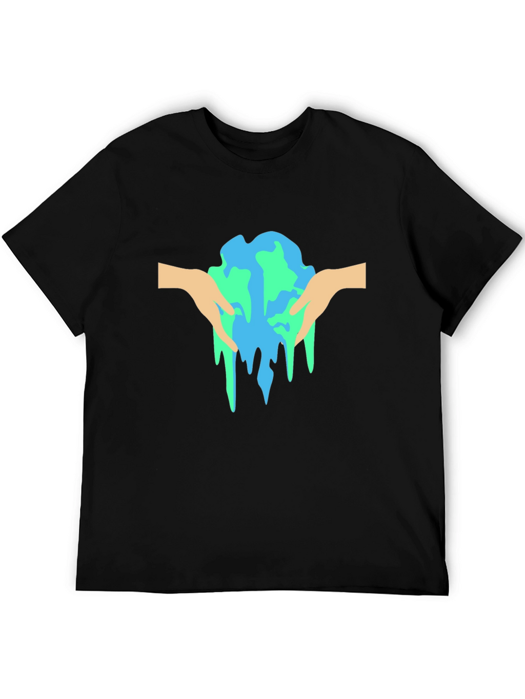 Melting Earth Graphic Tee - Black Cotton T-Shirt