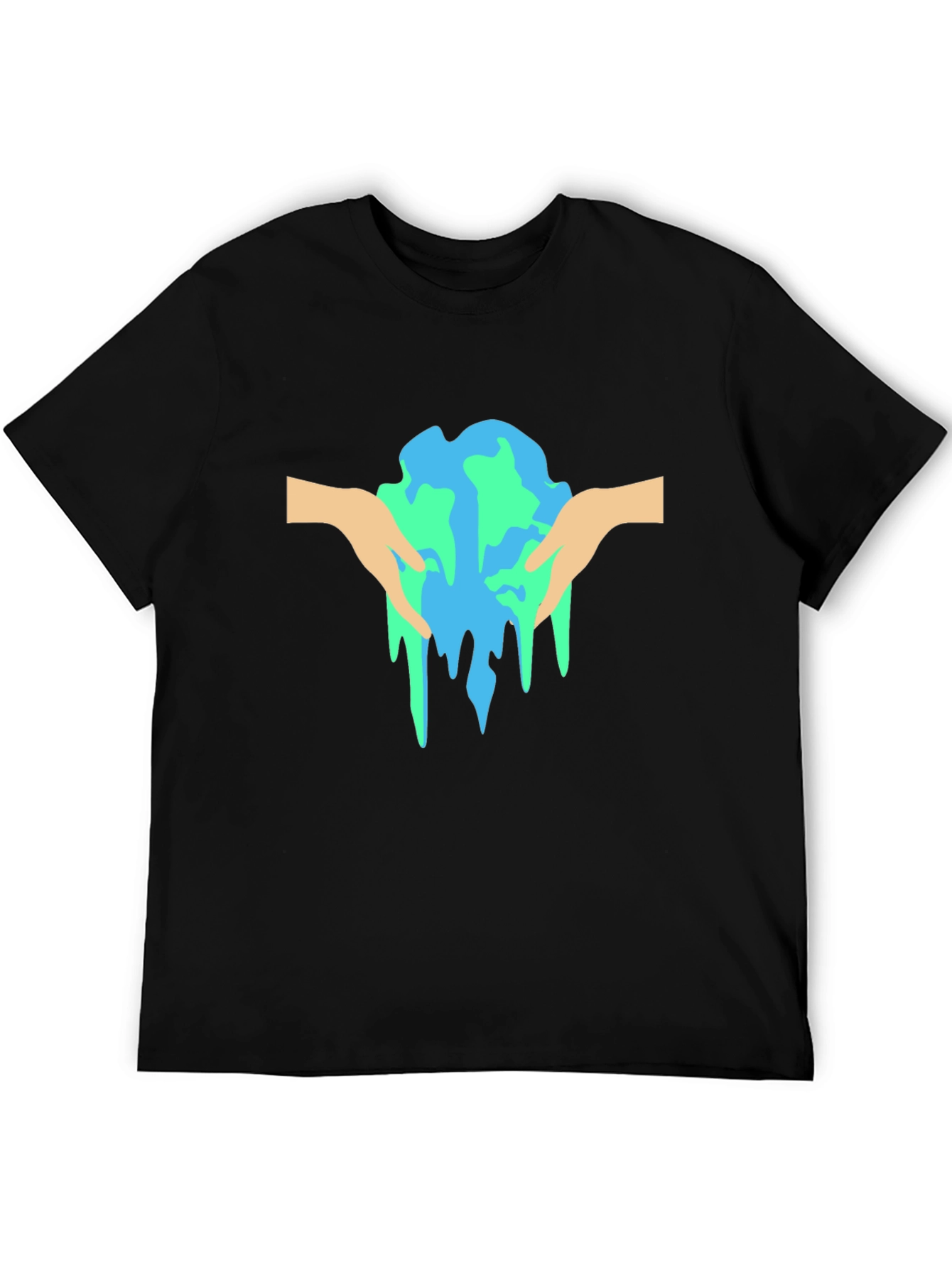 Melting Earth Graphic Tee - Black Cotton T-Shirt