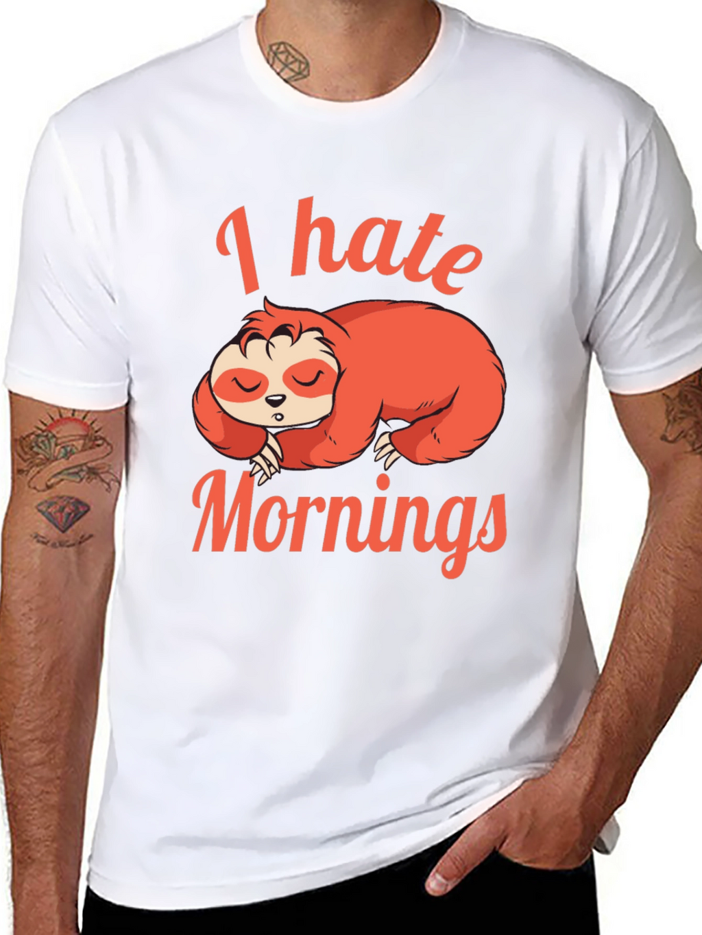 I Hate Mornings Sloth Graphic T-Shirt