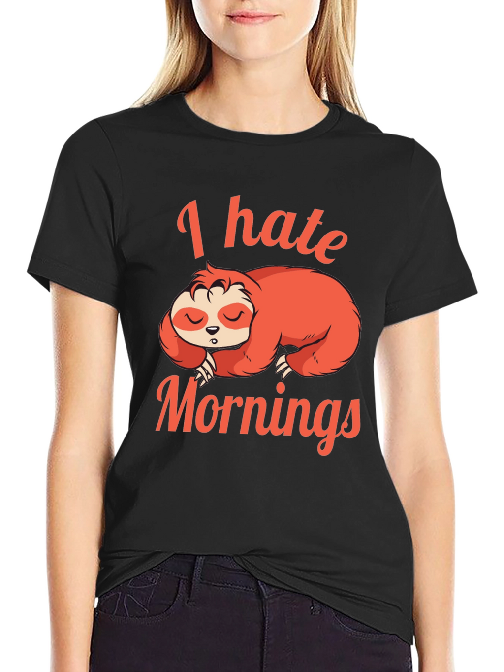 I Hate Mornings Sloth Graphic T-Shirt