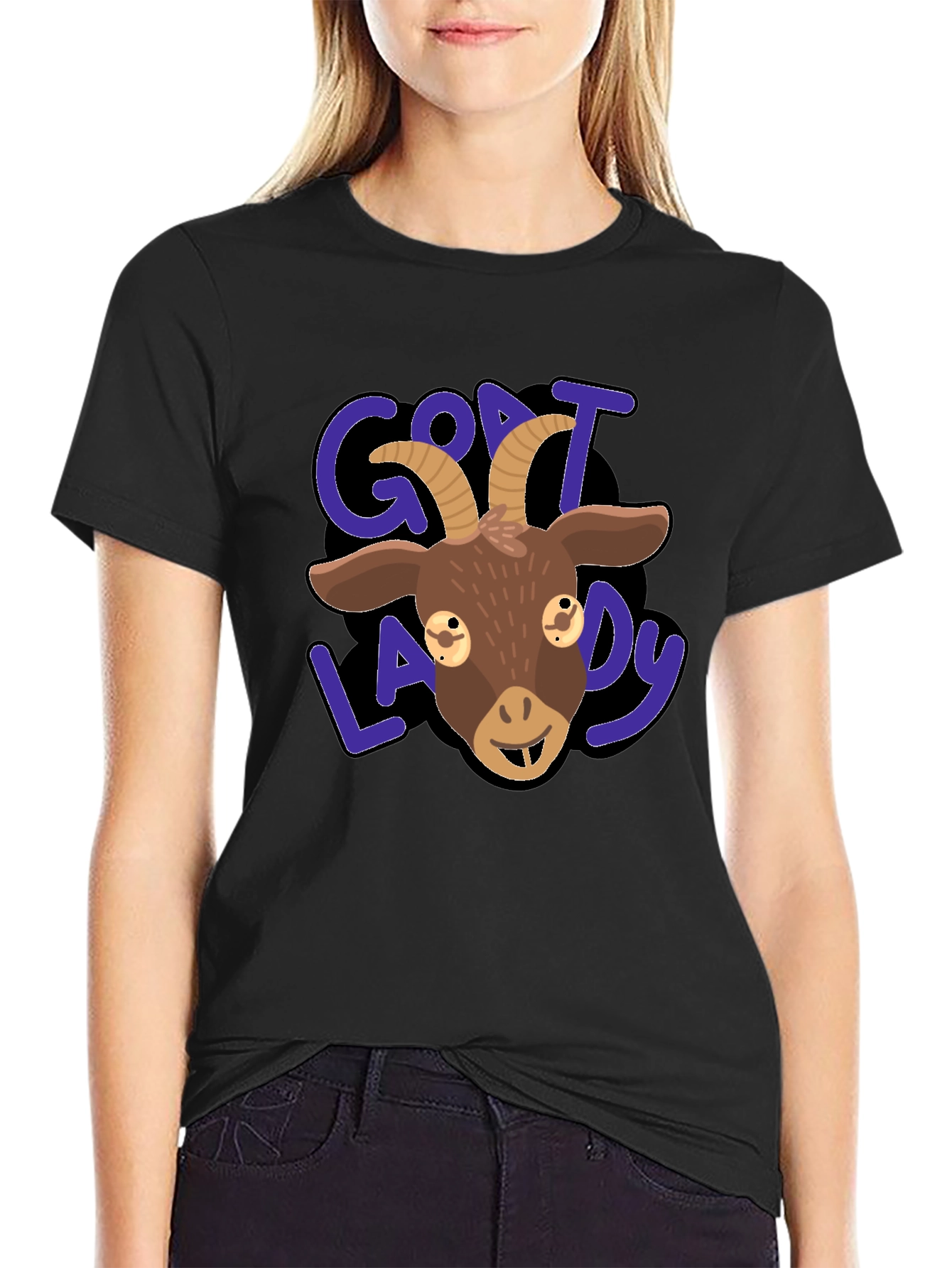 Goat Lady Graphic Tee - Black T-Shirt