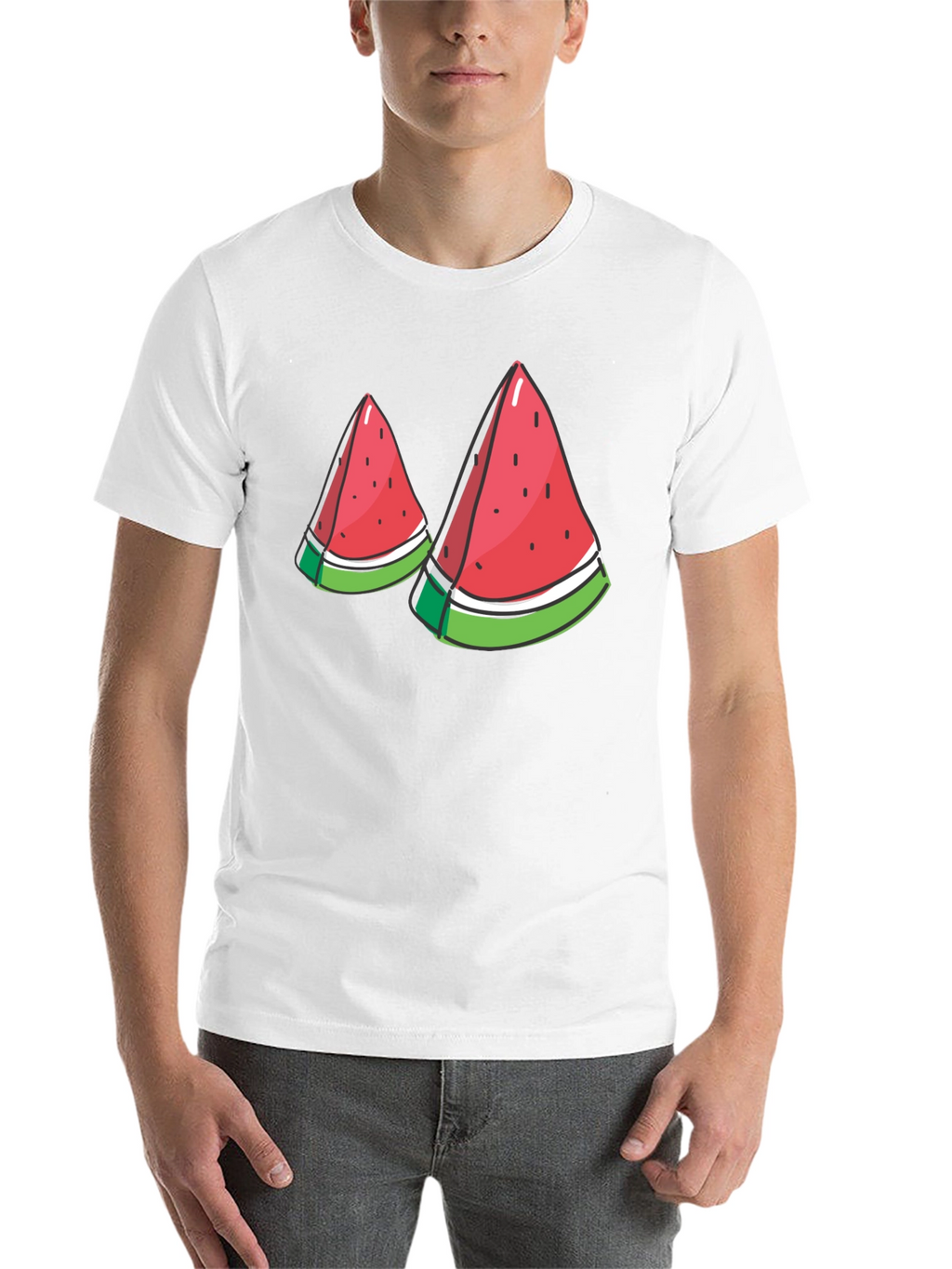 Watermelon Slice Graphic Tee - Black Cotton T-Shirt