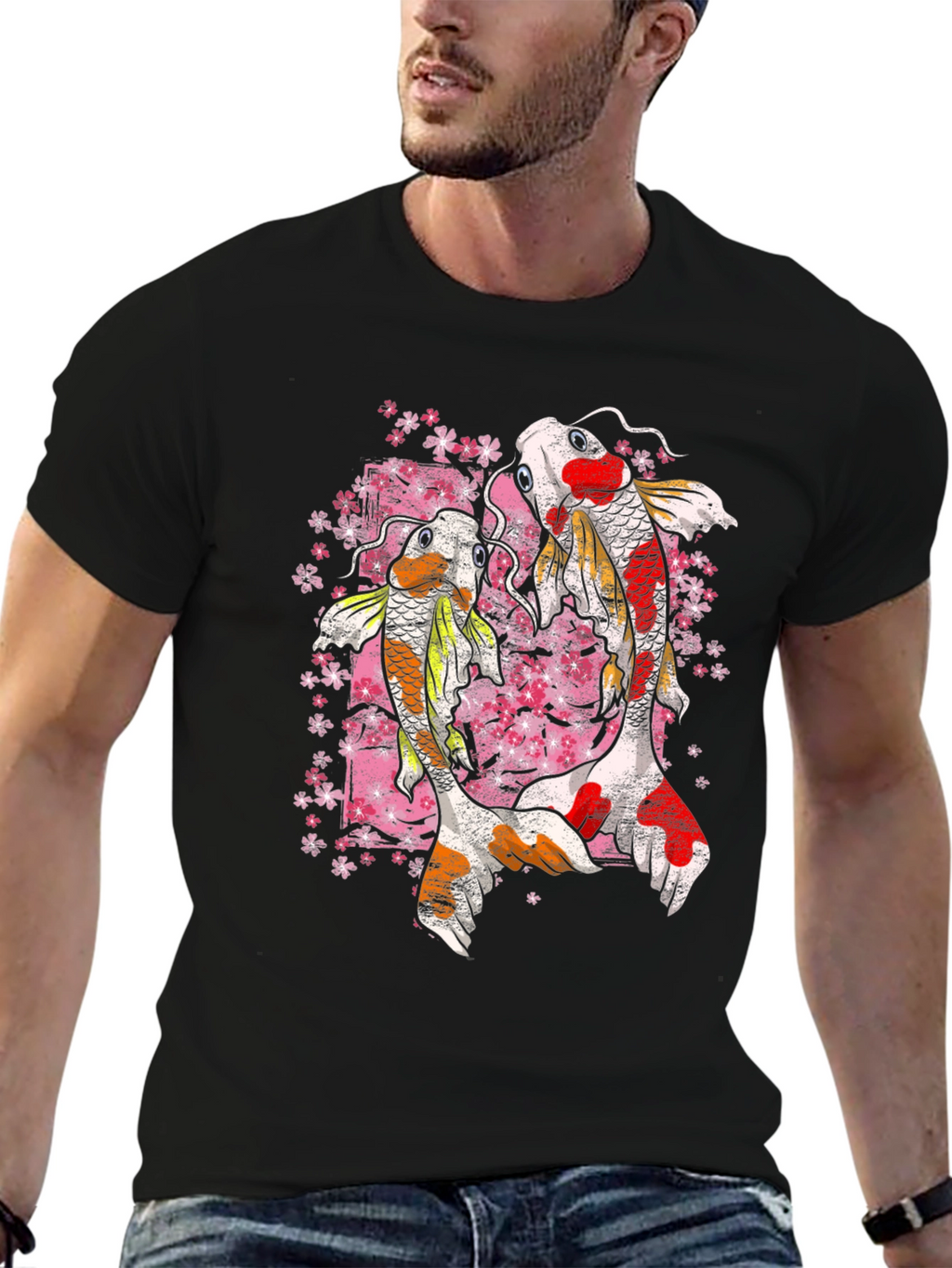 Koi Fish Graphic Tee - Black T-Shirt