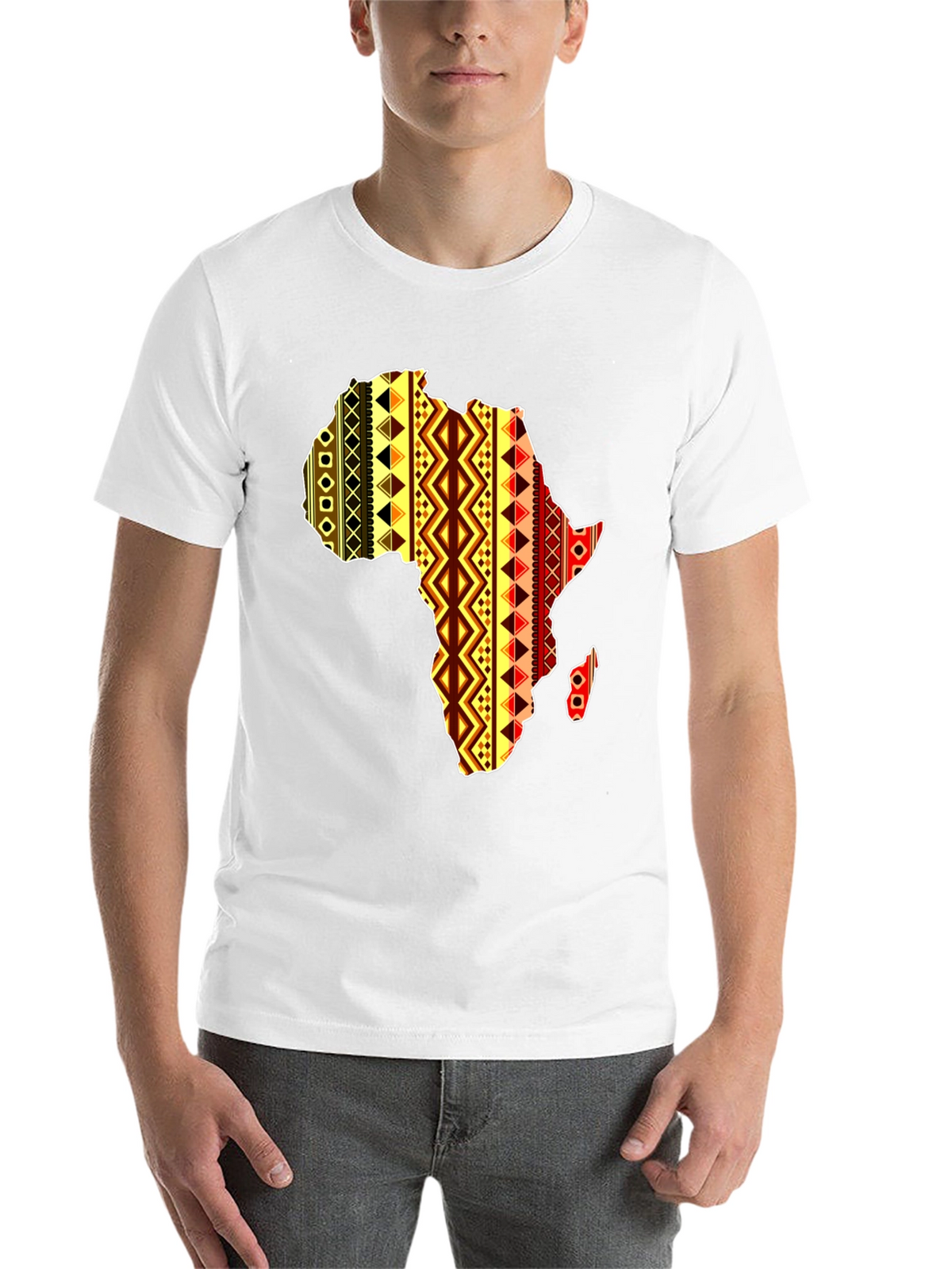 Africa Map Pattern Mens Black T-Shirt