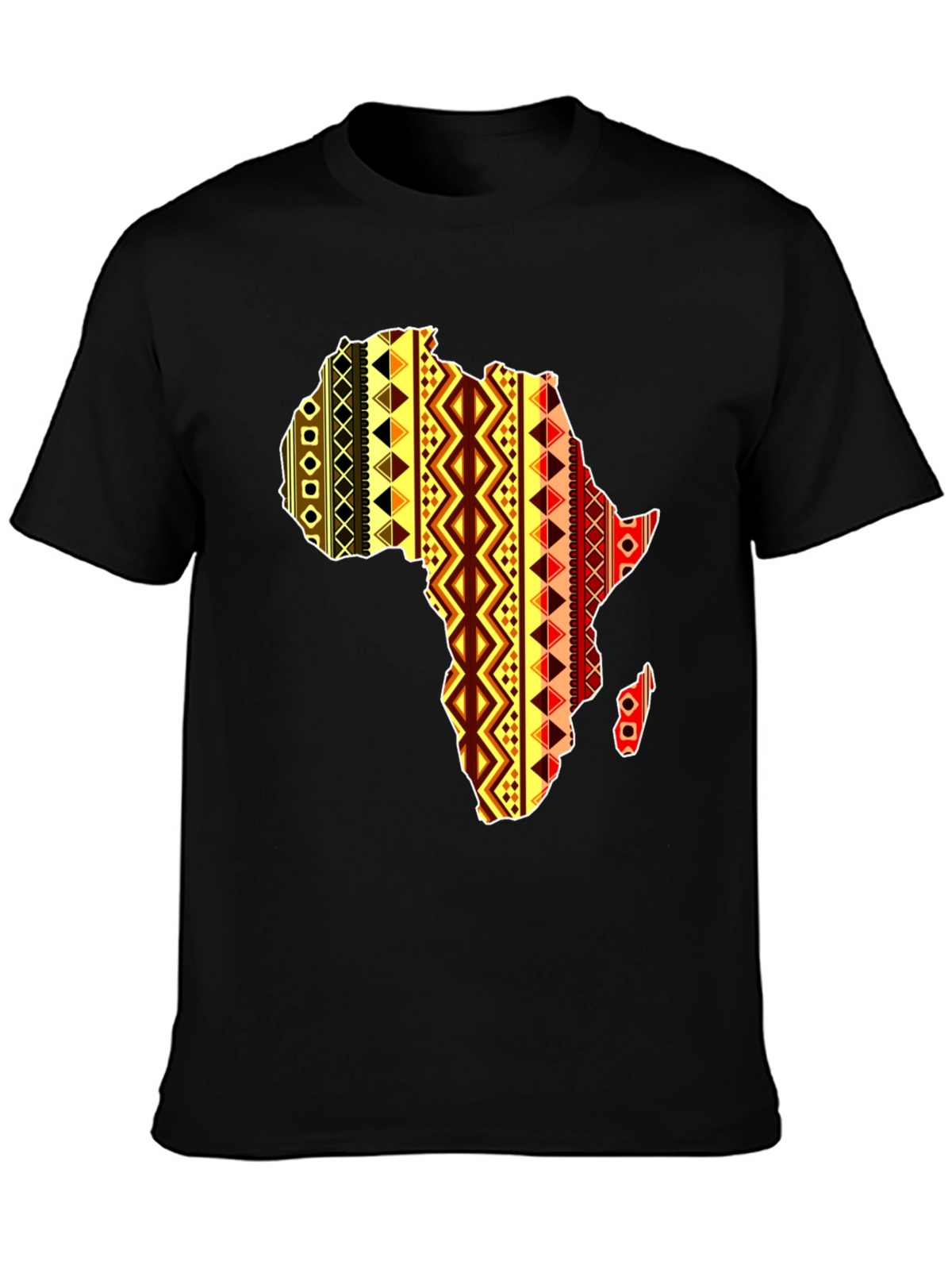 Africa Map Pattern Mens Black T-Shirt