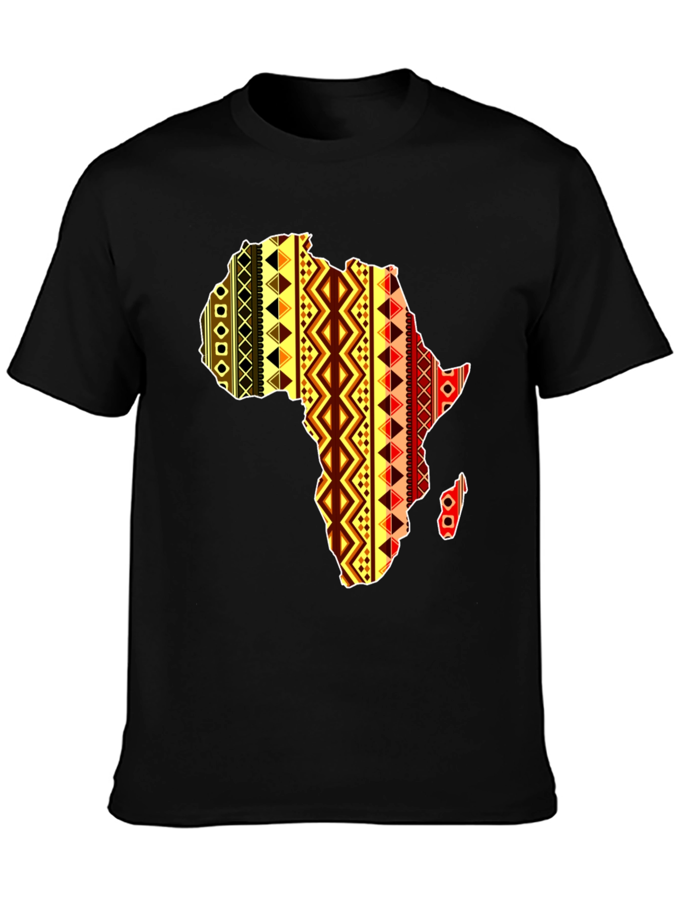 Africa Map Pattern Mens Black T-Shirt
