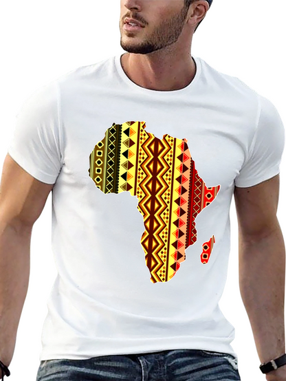 Africa Map Pattern Mens Black T-Shirt