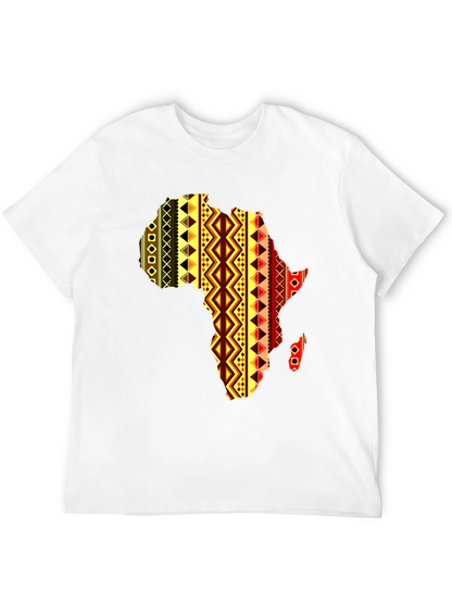 Africa Map Pattern Mens Black T-Shirt