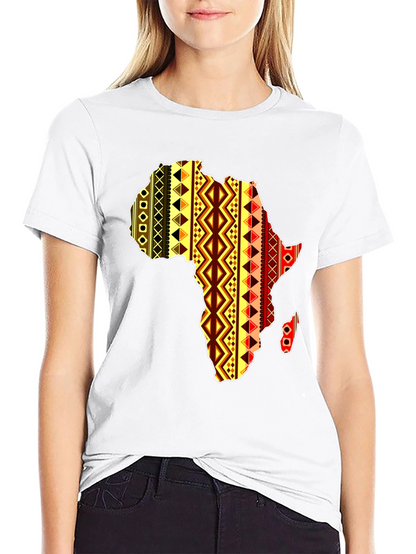 Africa Map Pattern Mens Black T-Shirt