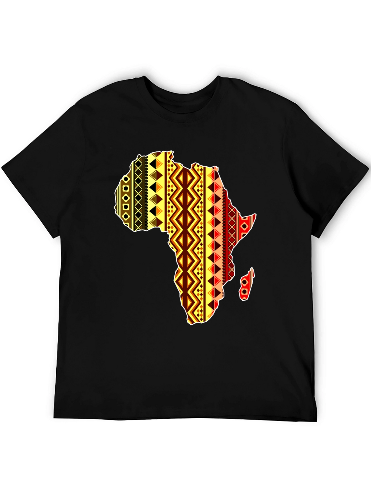 Africa Map Pattern Mens Black T-Shirt