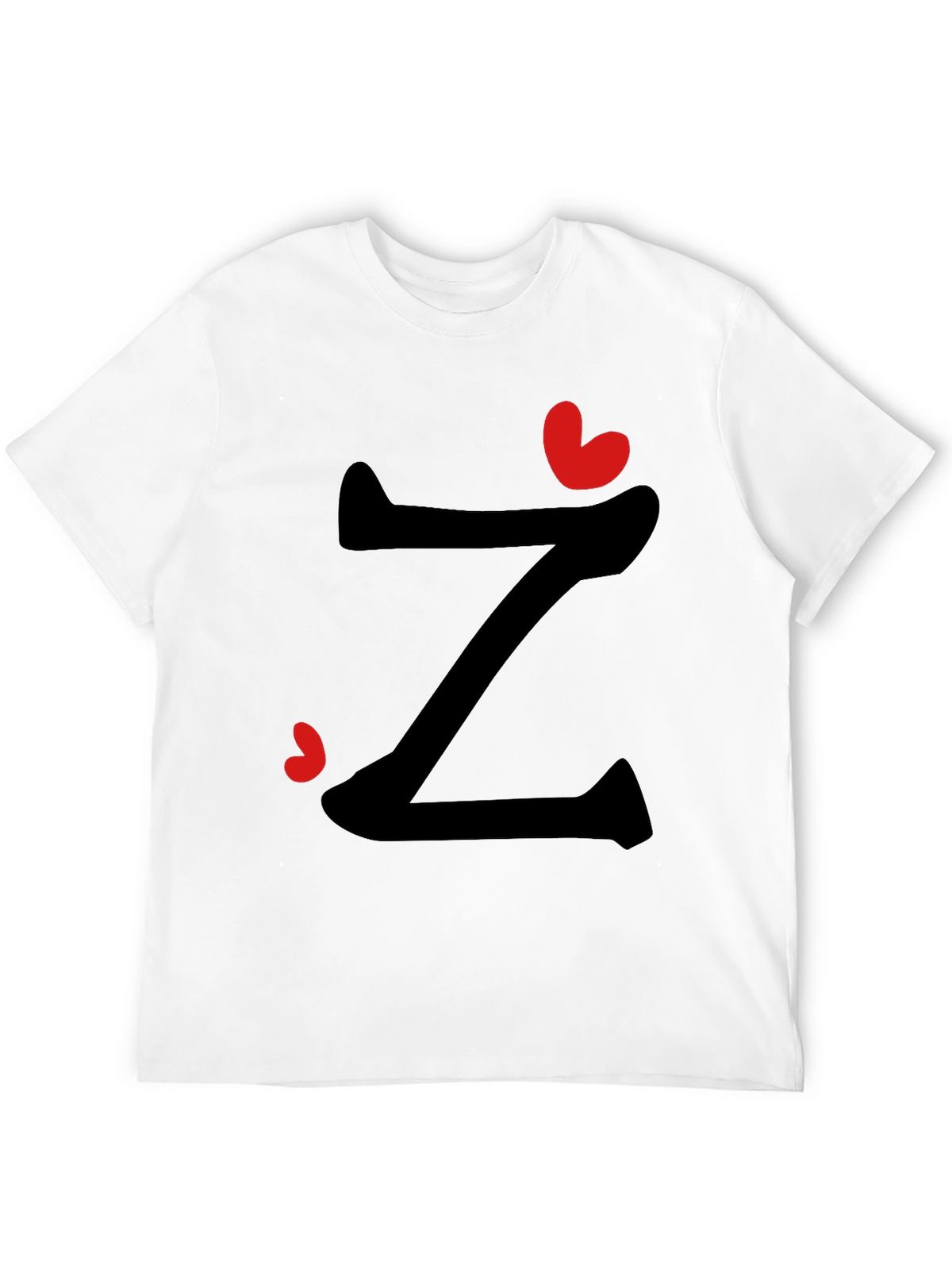 Stylish Z Heart Graphic Tee - Black