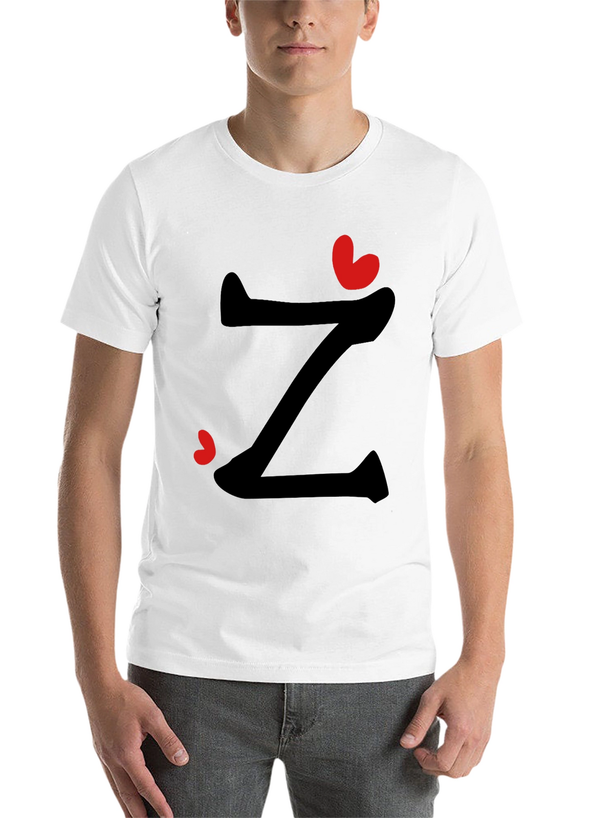 Stylish Z Heart Graphic Tee - Black