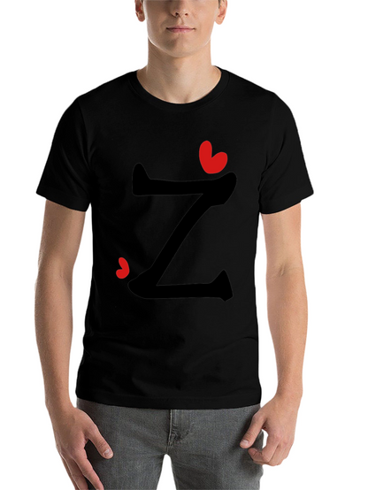 Stylish Z Heart Graphic Tee - Black