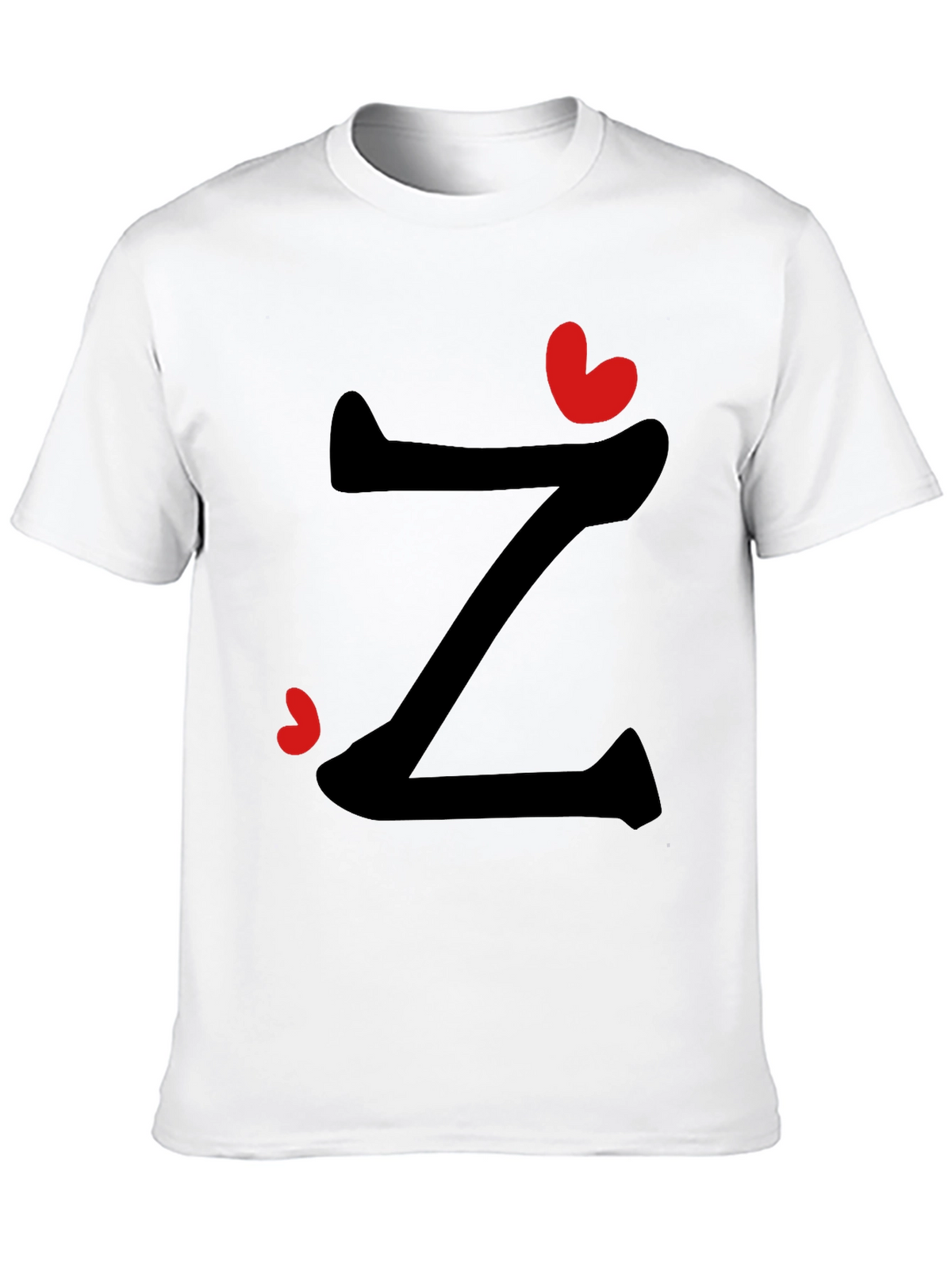 Stylish Z Heart Graphic Tee - Black