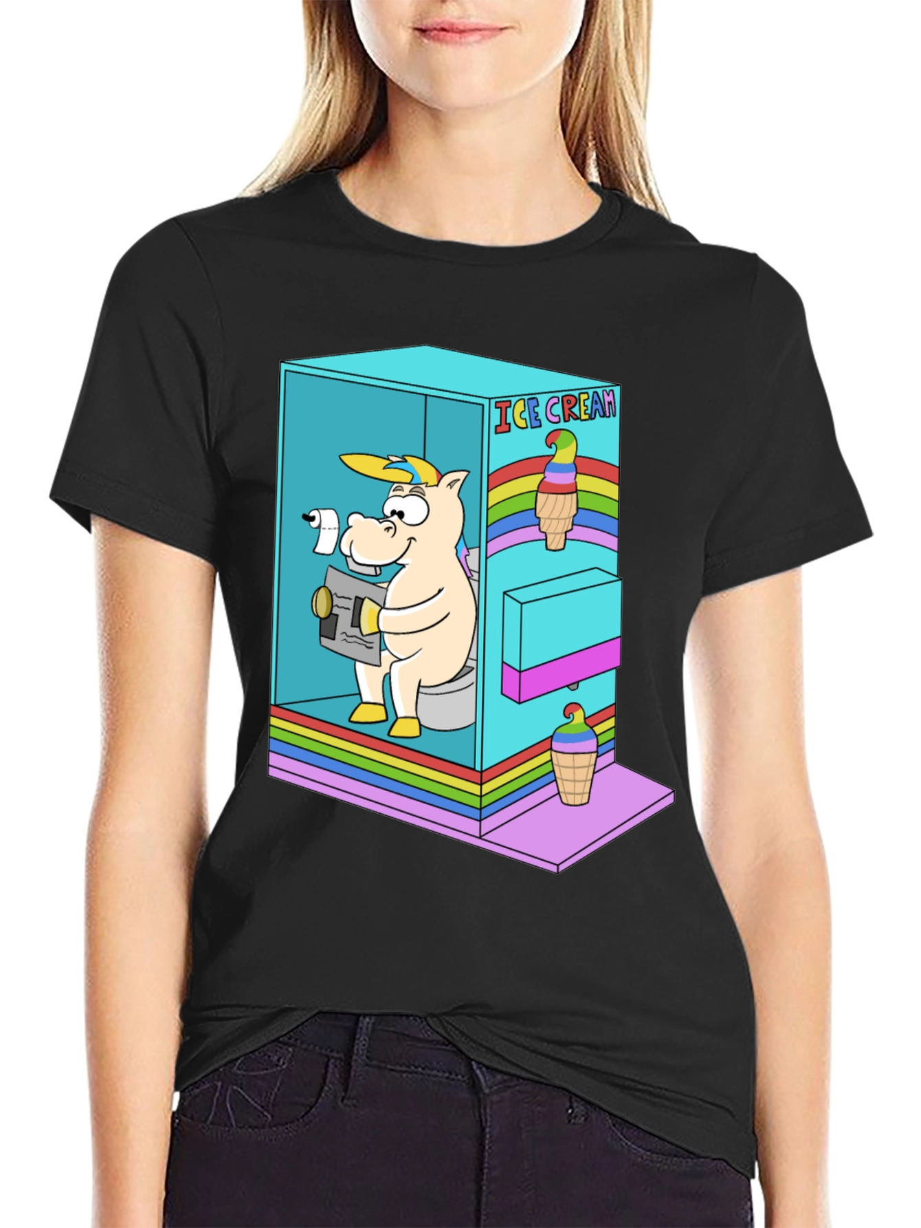 Unicorn Ice Cream Poop T-Shirt Funny Graphic Tee