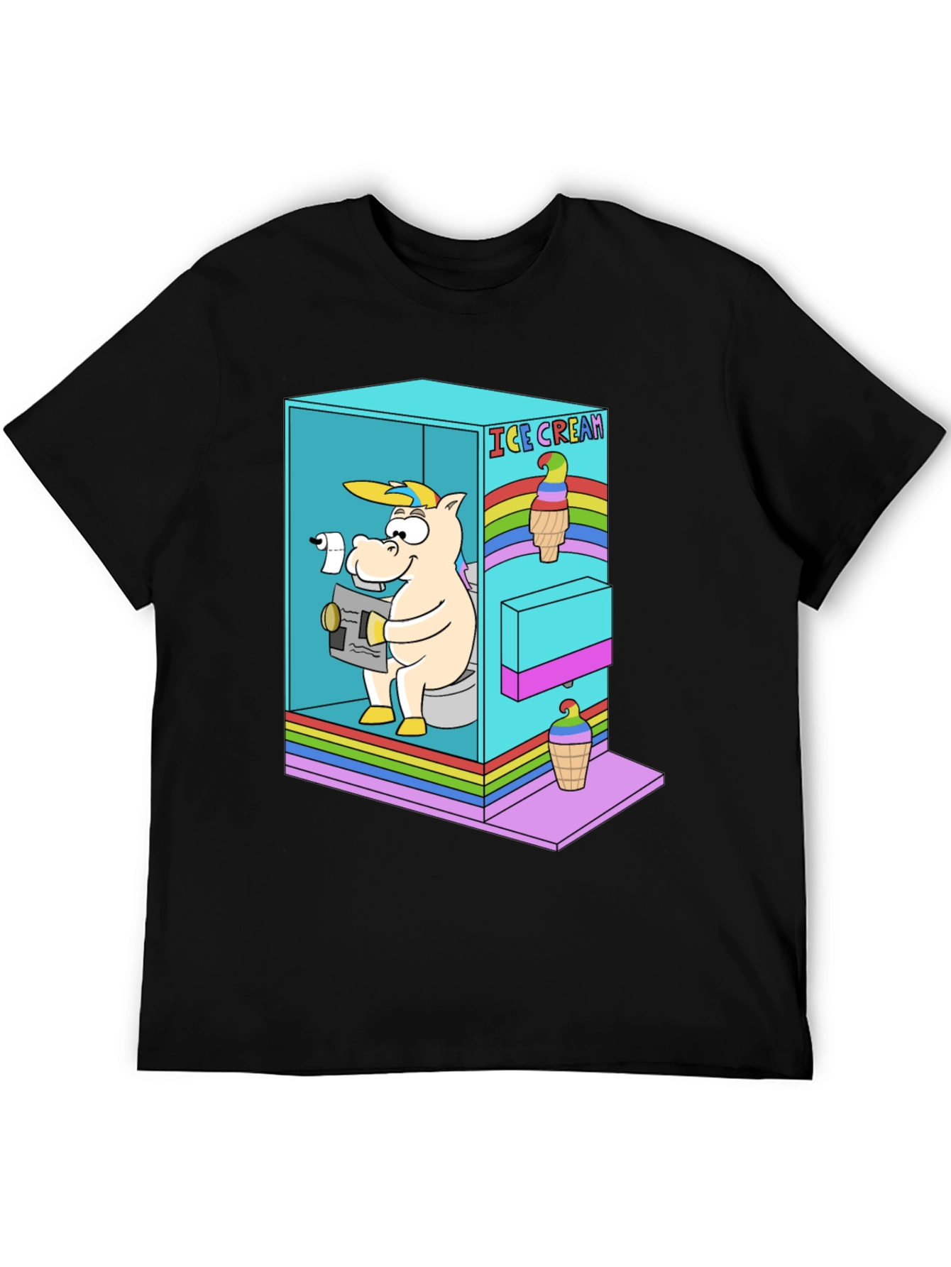 Unicorn Ice Cream Poop T-Shirt Funny Graphic Tee