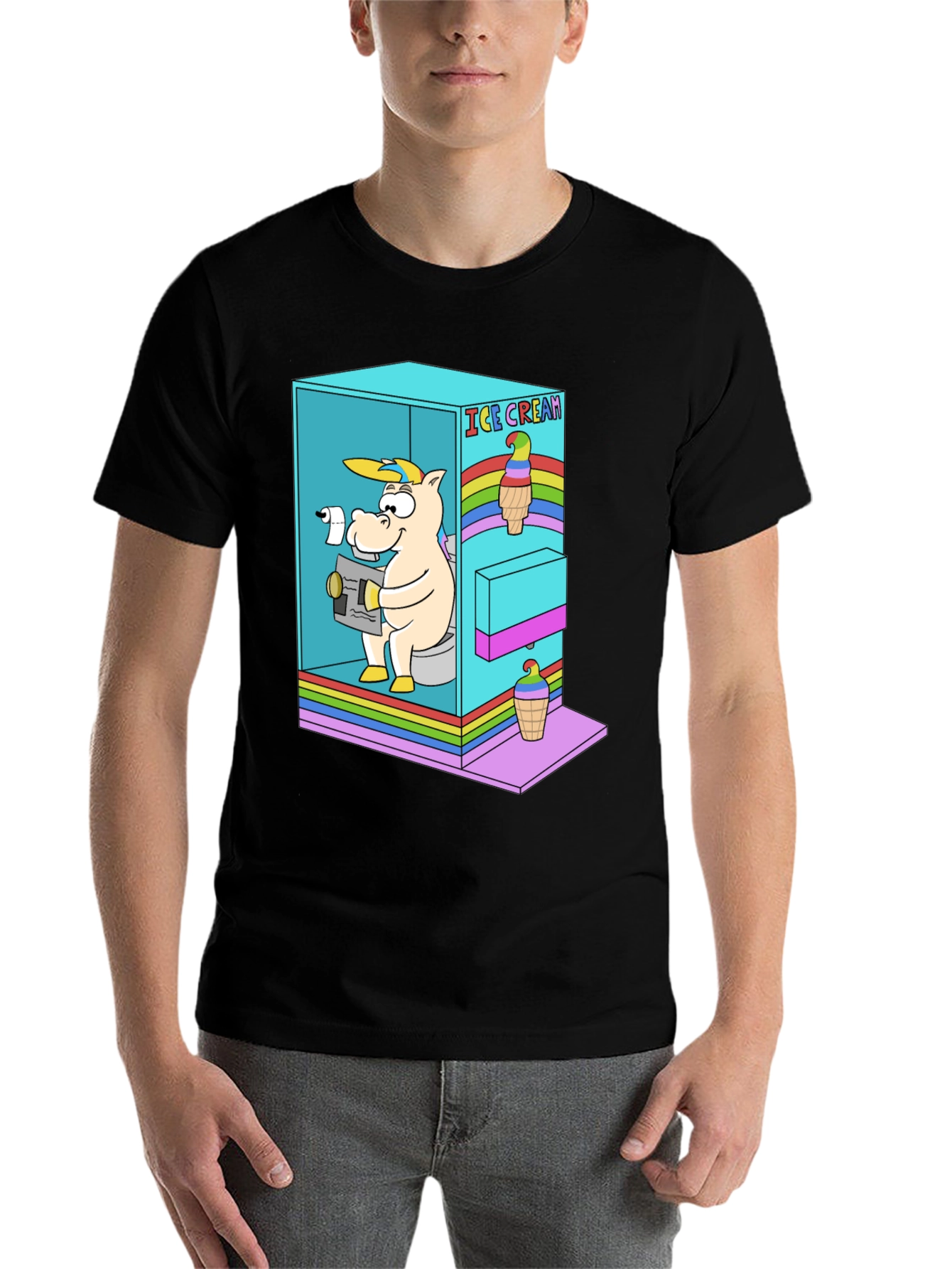 Unicorn Ice Cream Poop T-Shirt Funny Graphic Tee