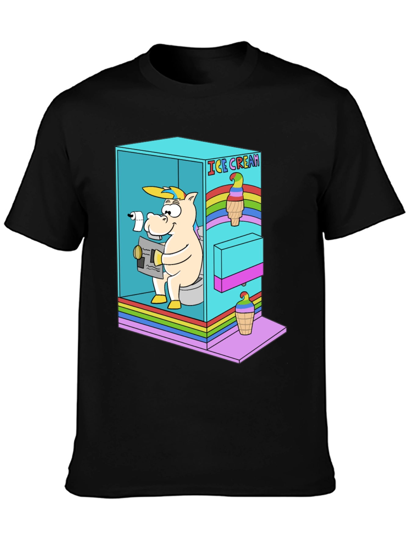 Unicorn Ice Cream Poop T-Shirt Funny Graphic Tee