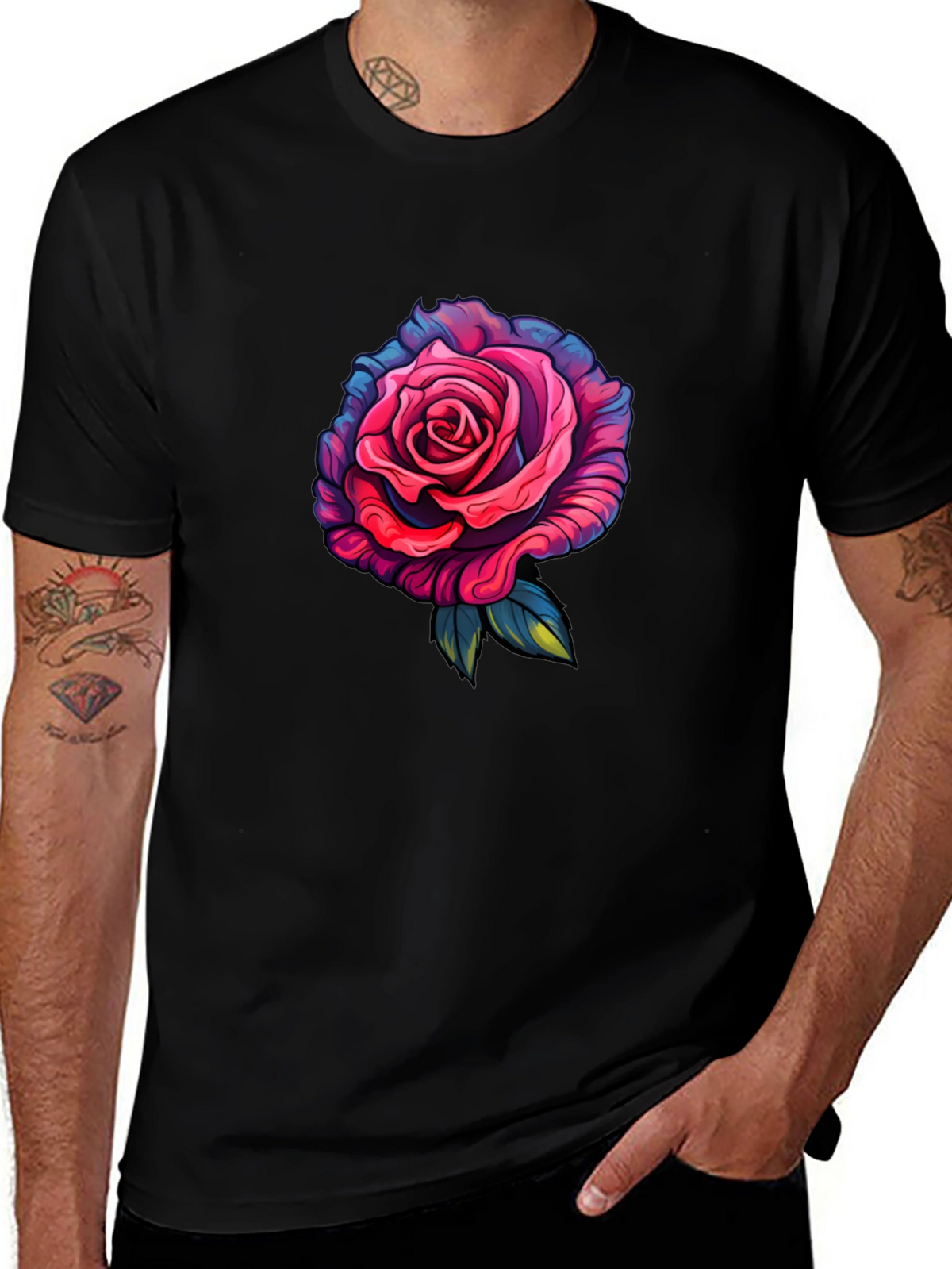 Rose Graphic T-Shirt - Black