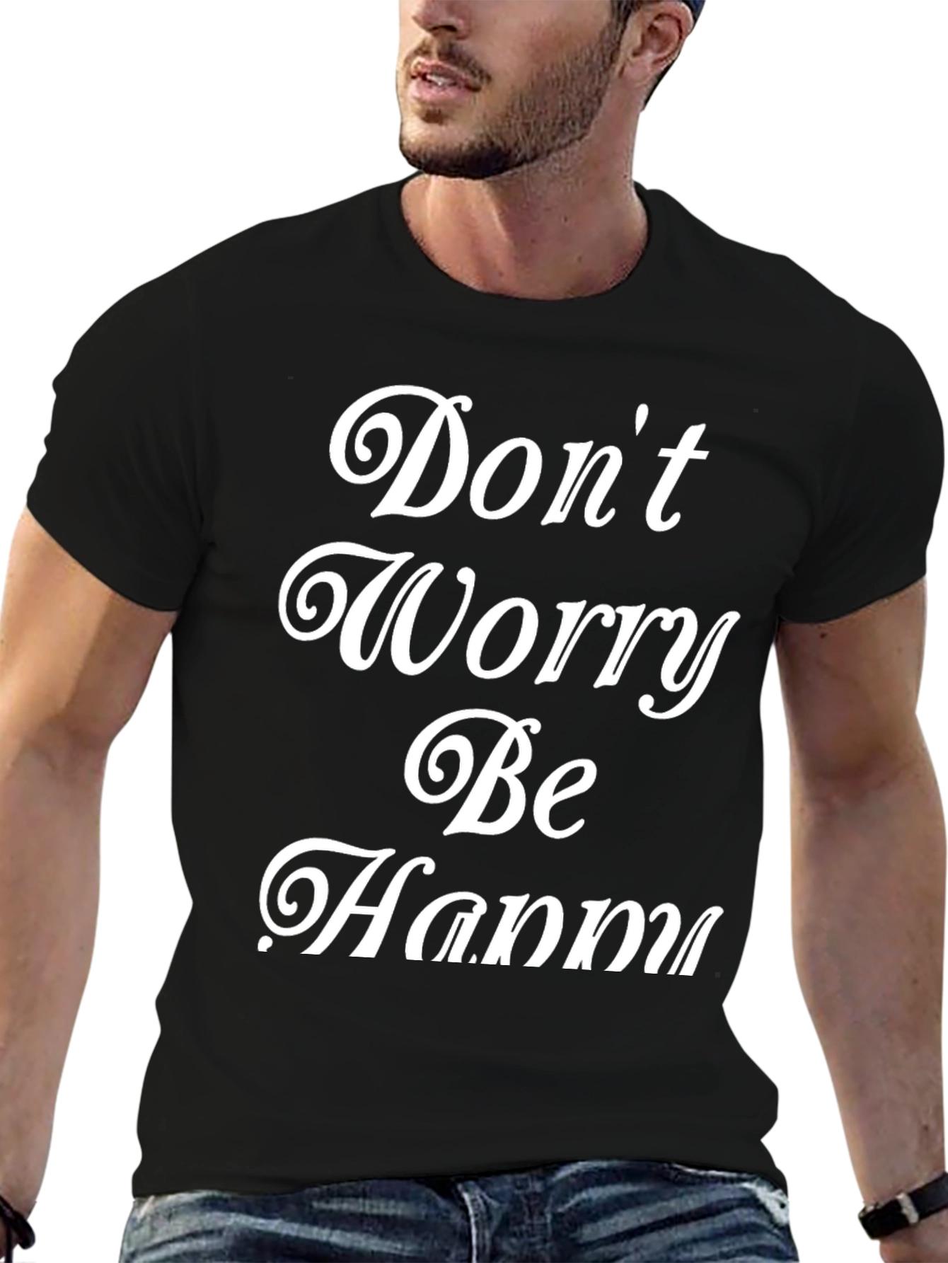 Dont Worry Be Happy Black Graphic Tee