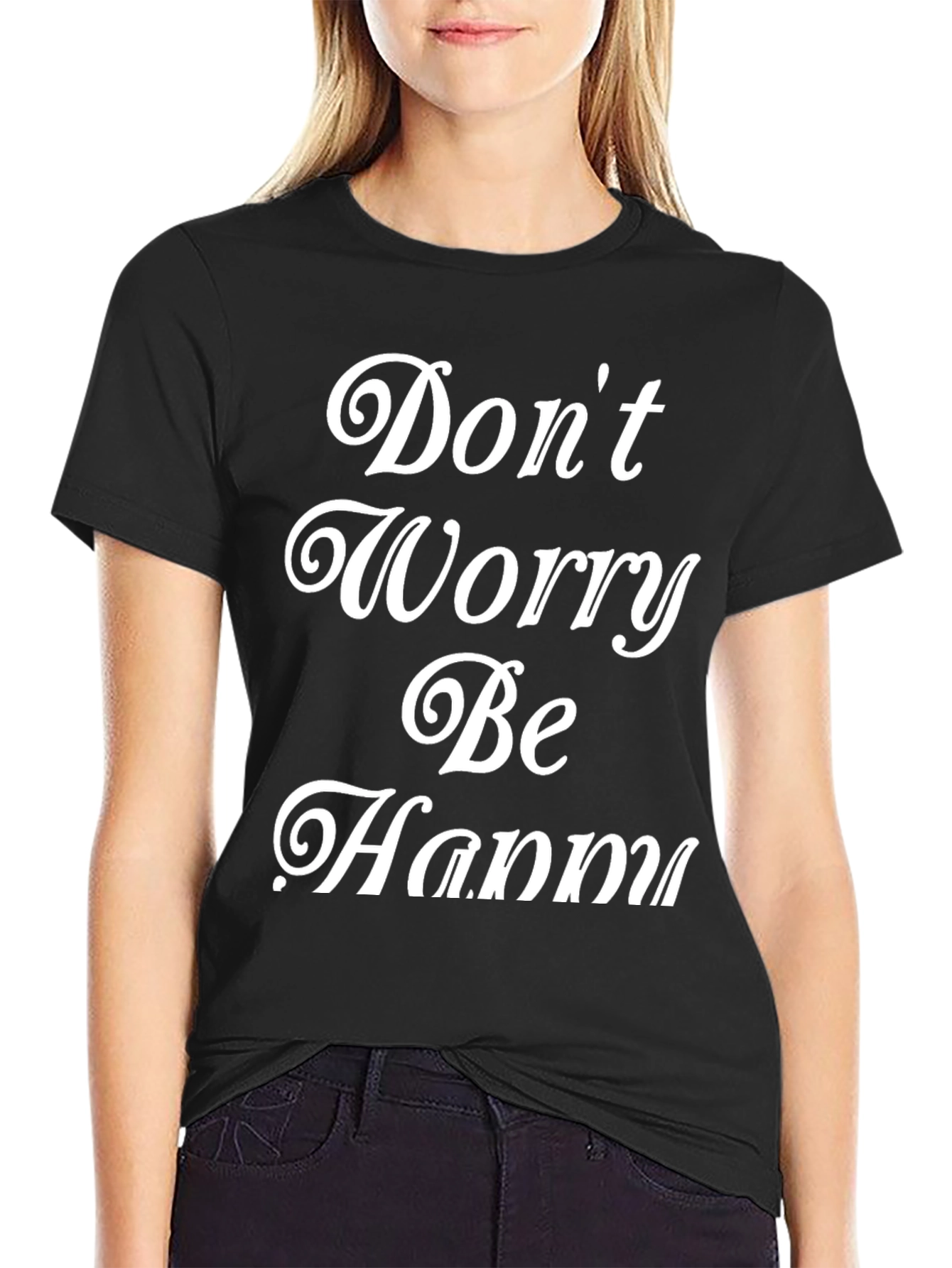 Dont Worry Be Happy Black Graphic Tee