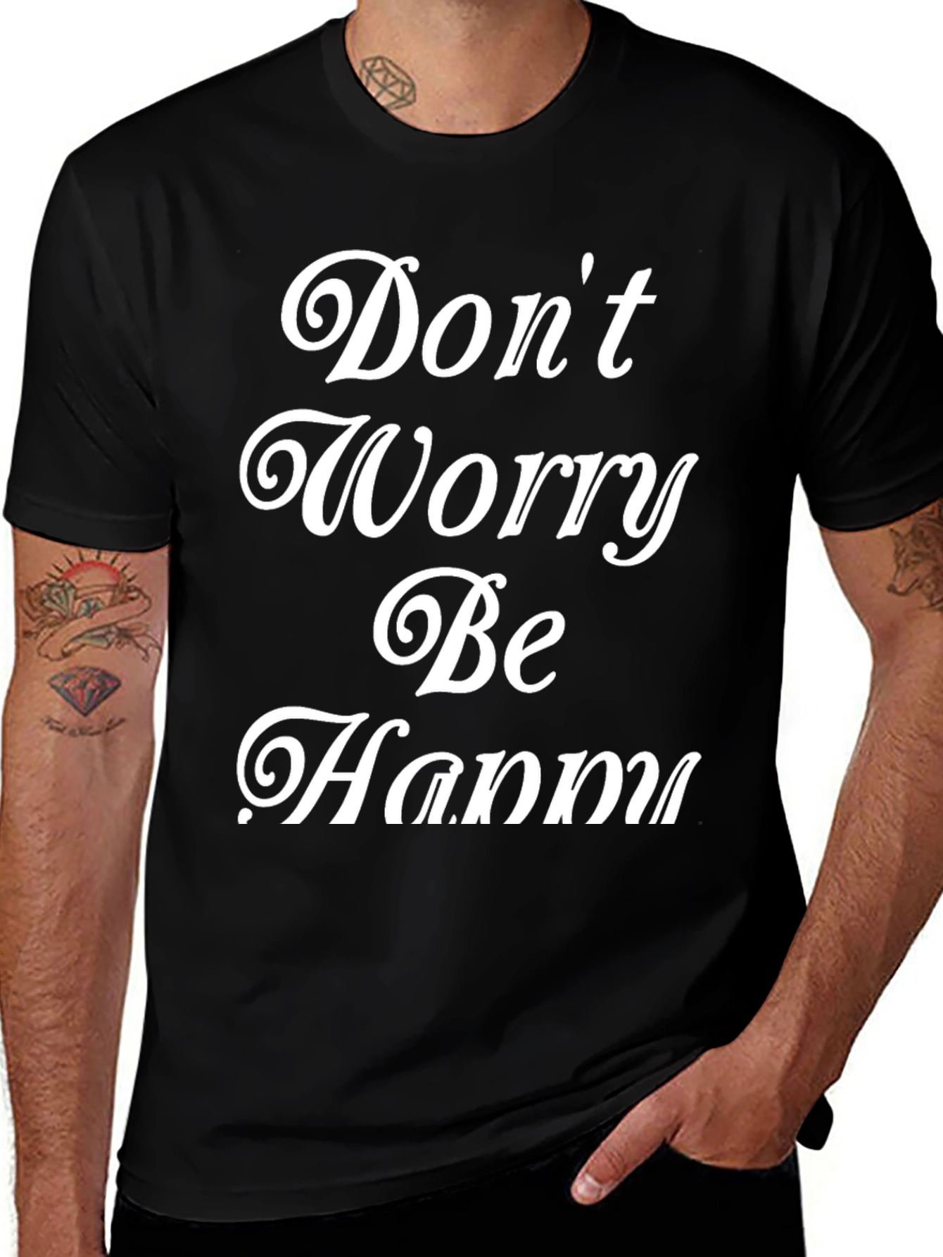 Dont Worry Be Happy Black Graphic Tee