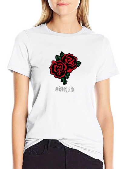 Rose Owned Graphic Tee - Casual Black T-Shirt