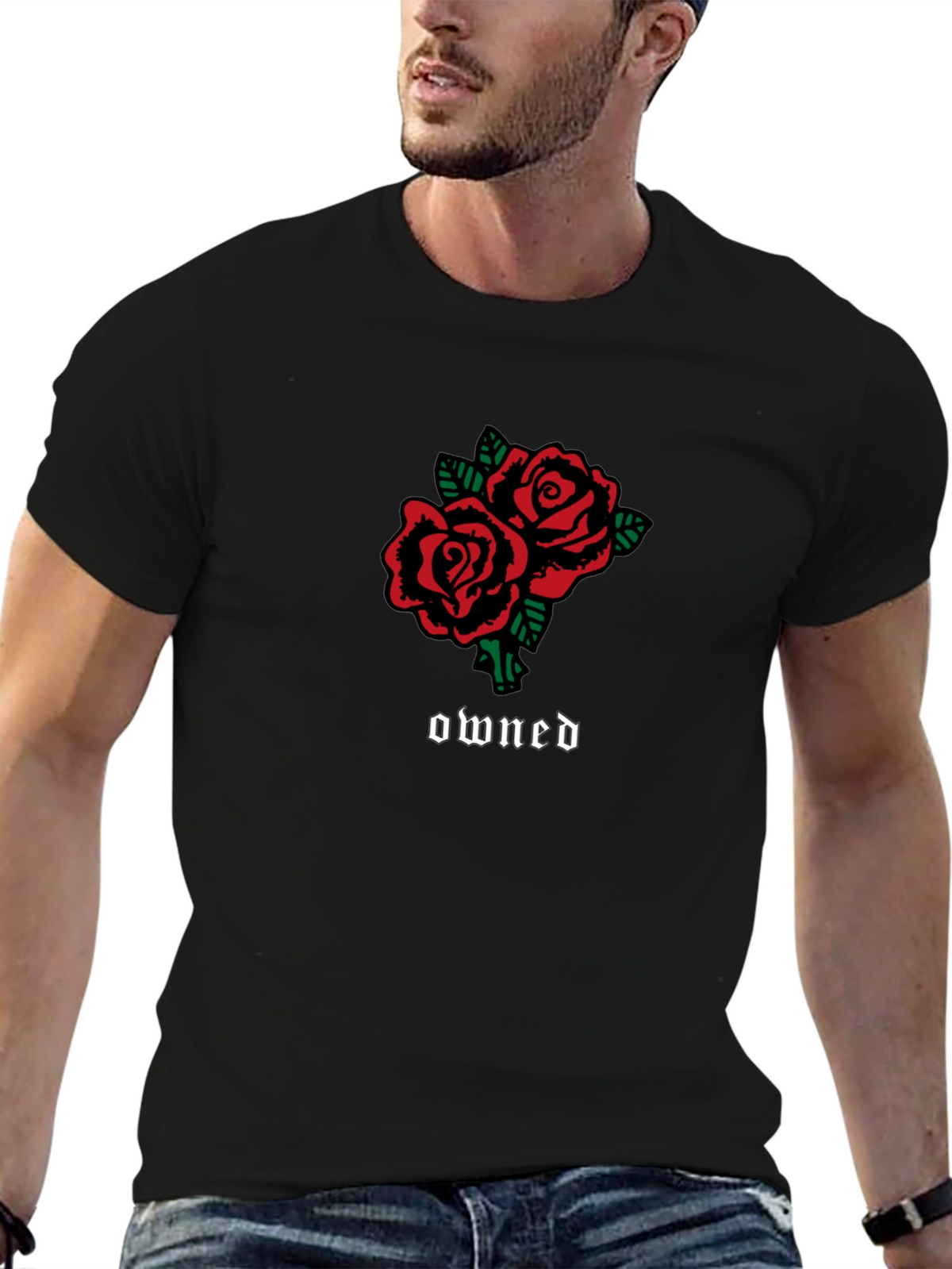 Rose Owned Graphic Tee - Casual Black T-Shirt