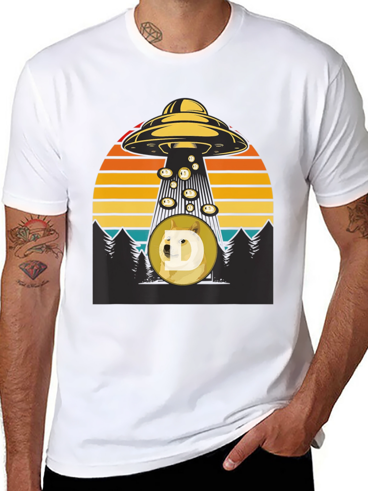 UFO Abducting Doge Crypto T-Shirt