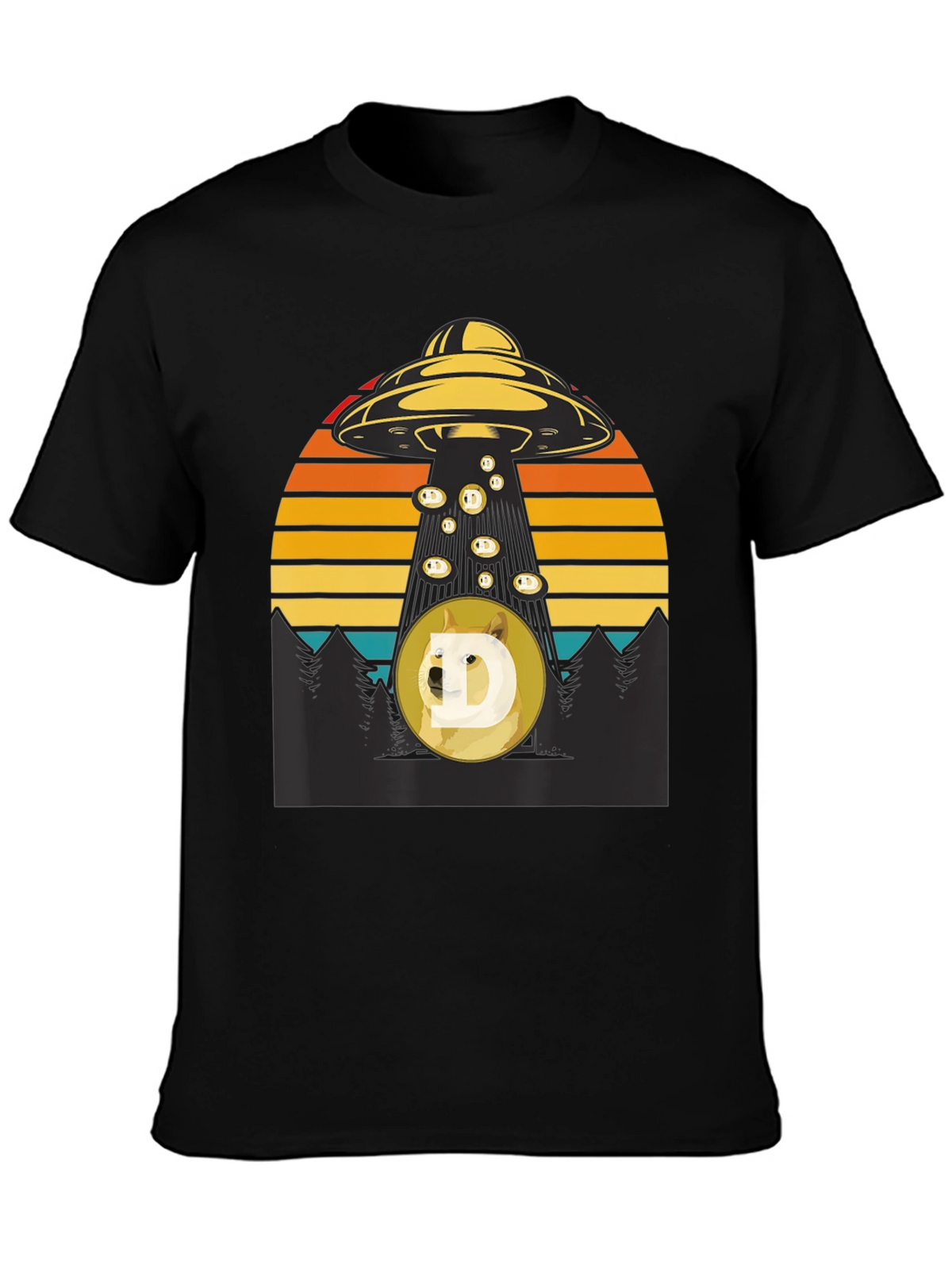 UFO Abducting Doge Crypto T-Shirt