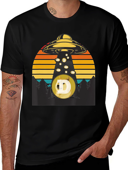 UFO Abducting Doge Crypto T-Shirt