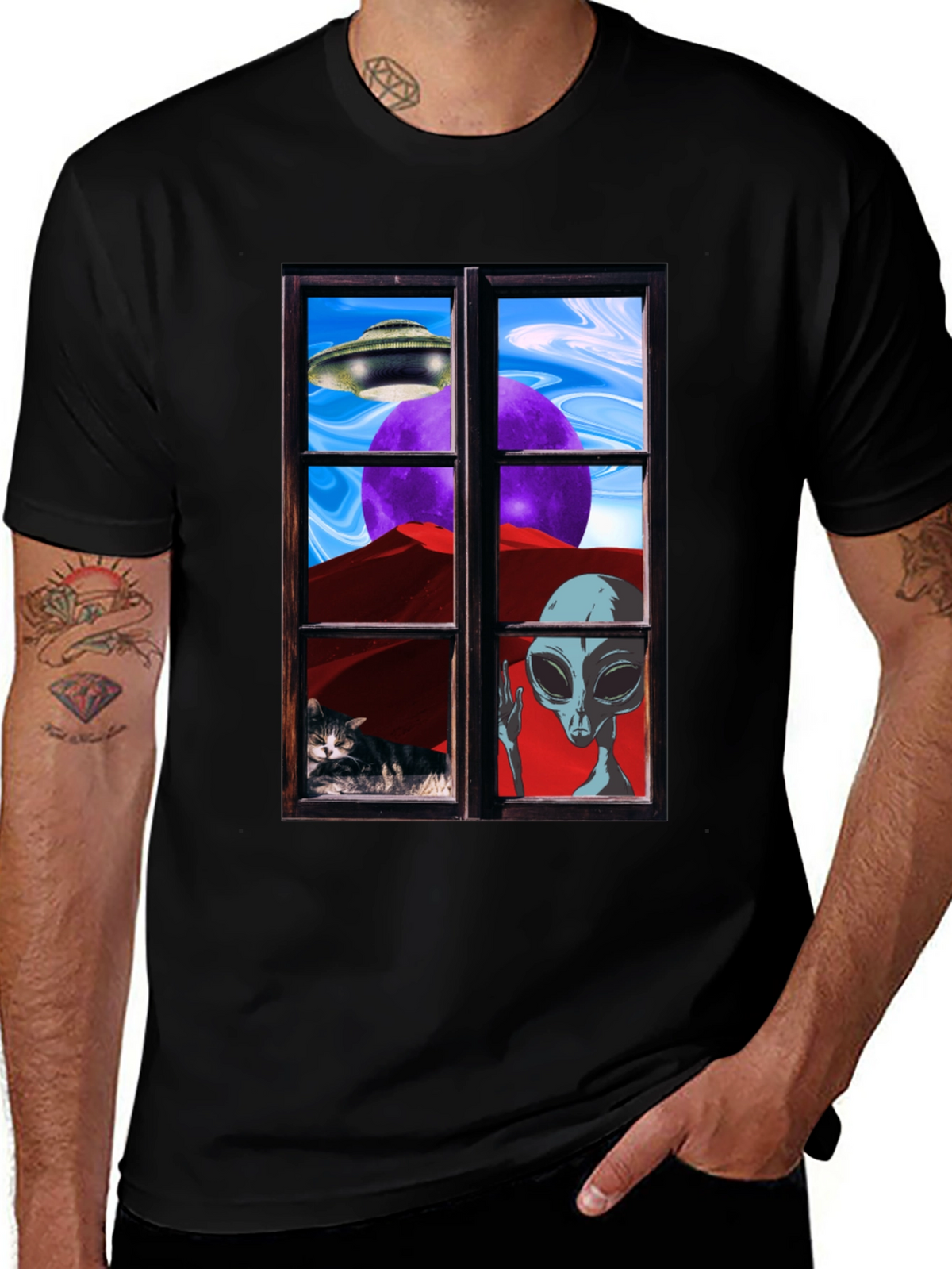Alien Window View Graphic Tee