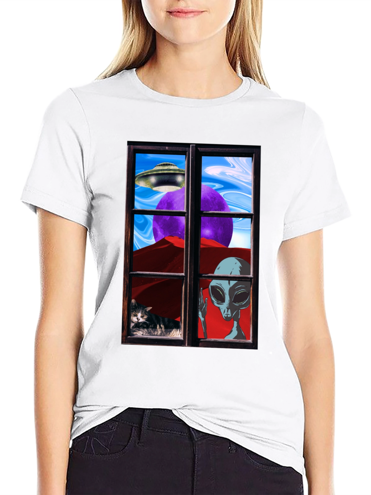 Alien Window View Graphic Tee