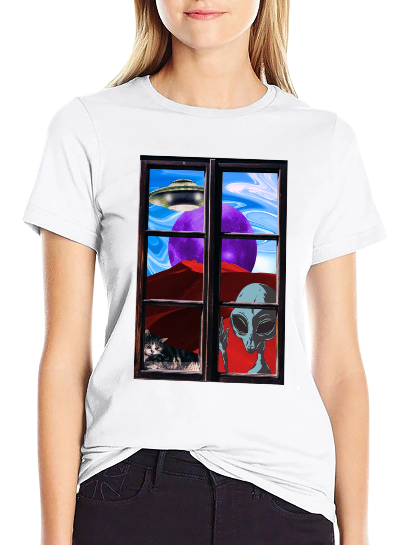 Alien Window View Graphic Tee