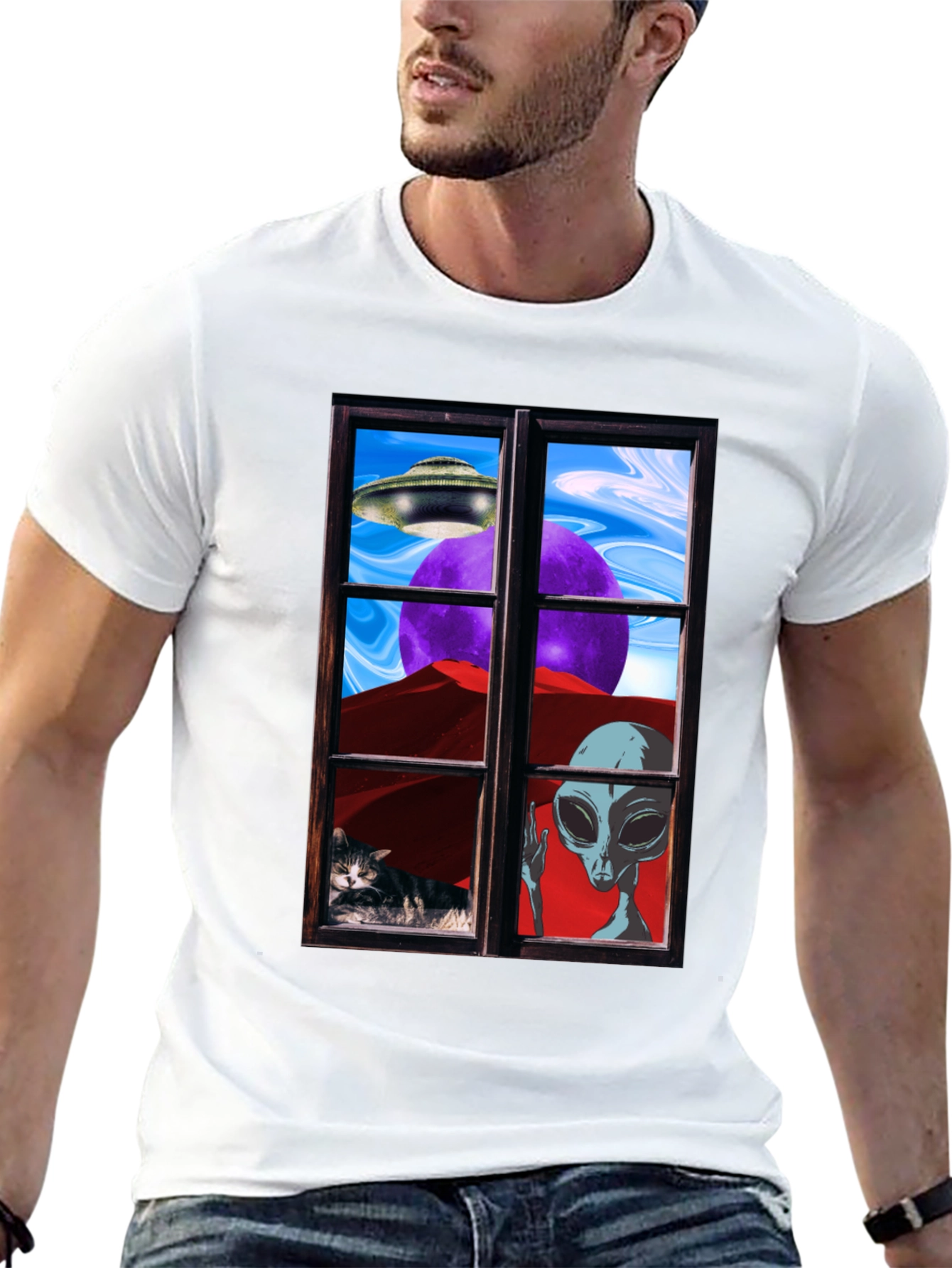 Alien Window View Graphic Tee