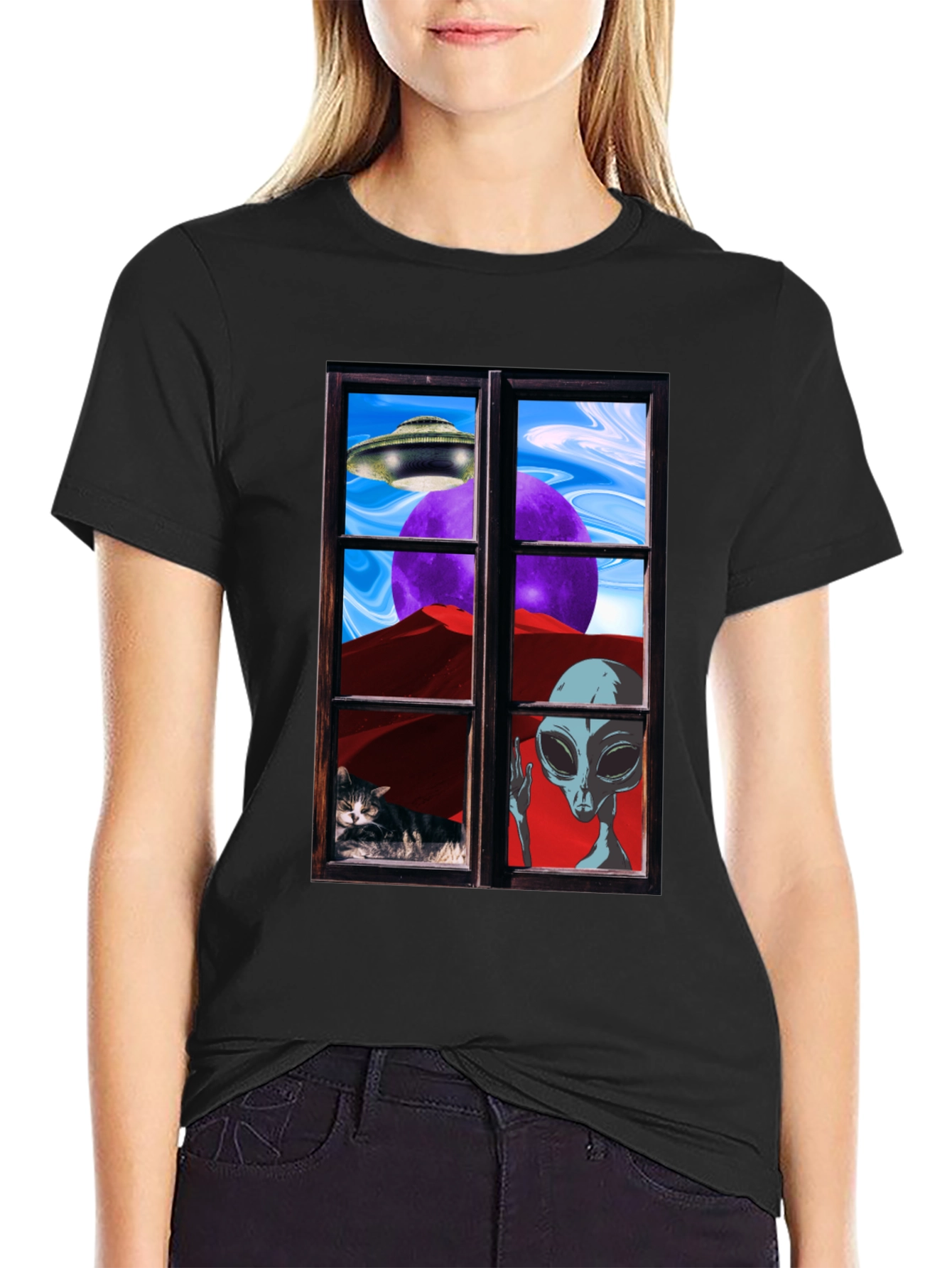 Alien Window View Graphic Tee