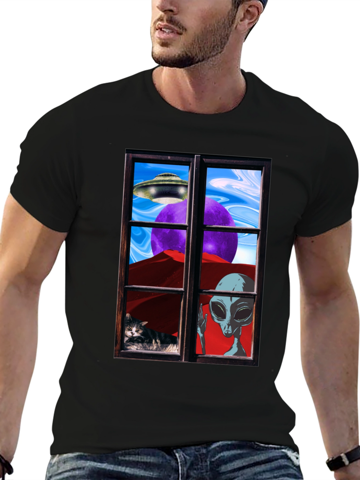 Alien Window View Graphic Tee