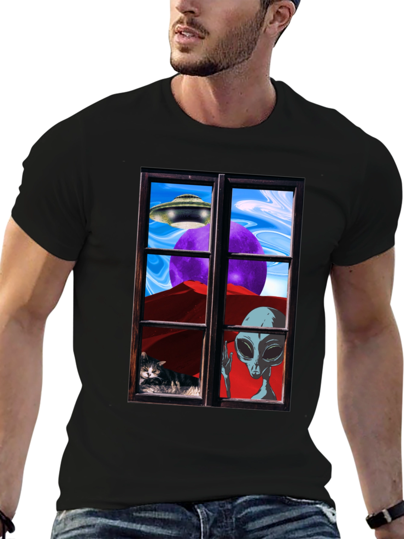Alien Window View Graphic Tee